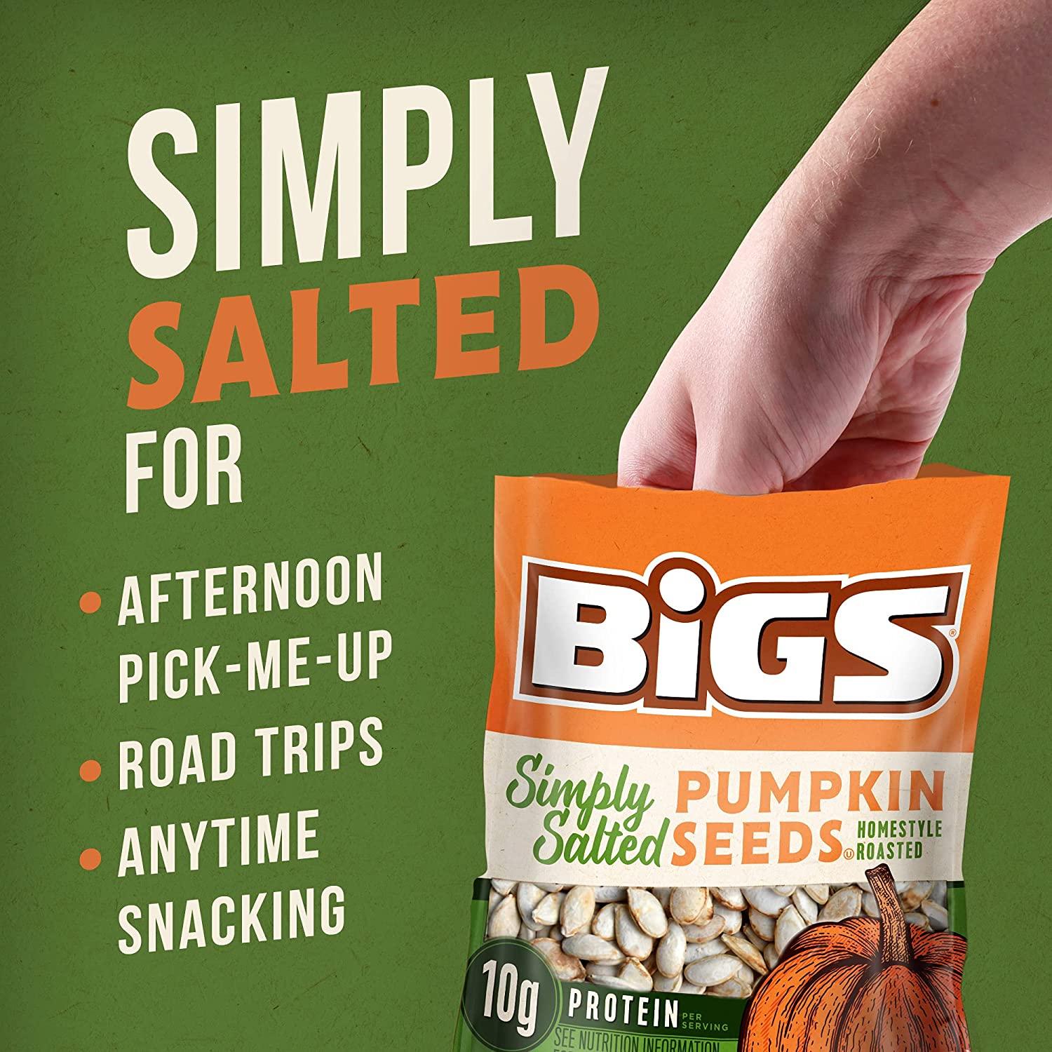 BIGS Simply Salted Homestyle Roast Pumpkin Seeds, Keto Friendly Snack
