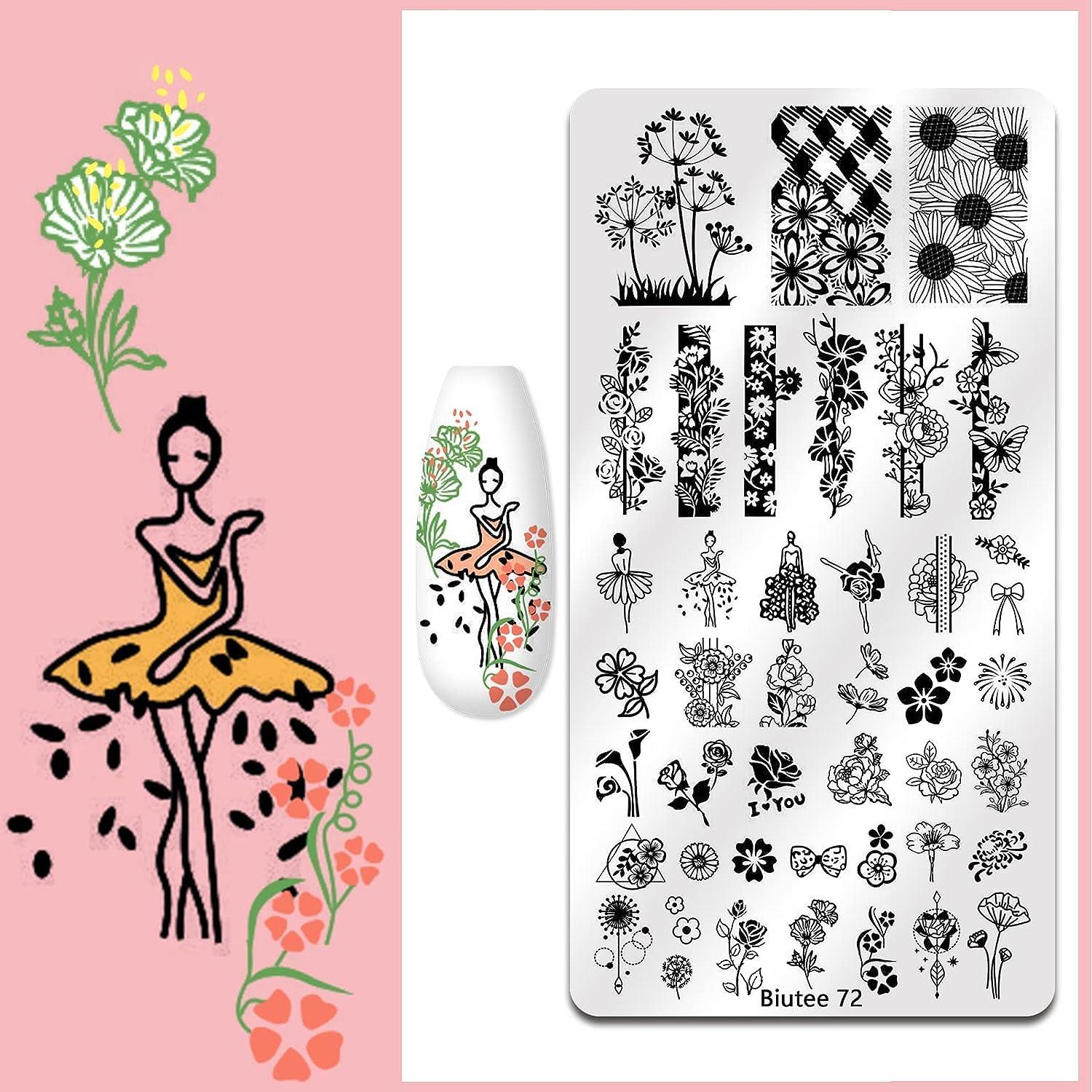 1pcs Nail Stamping Plates Set 3D Love Flower Beauty Elf Princess Diy Image  Templates Stainless Steel Nails Art Polish DIY Manicure