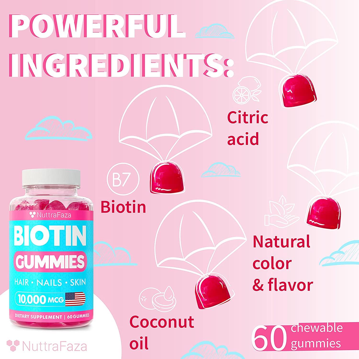 (2 Pack) Biotin Gummies 10000mcg for Healthy Hair, Skin, Nails Vegan, PectinBased, NonGMO
