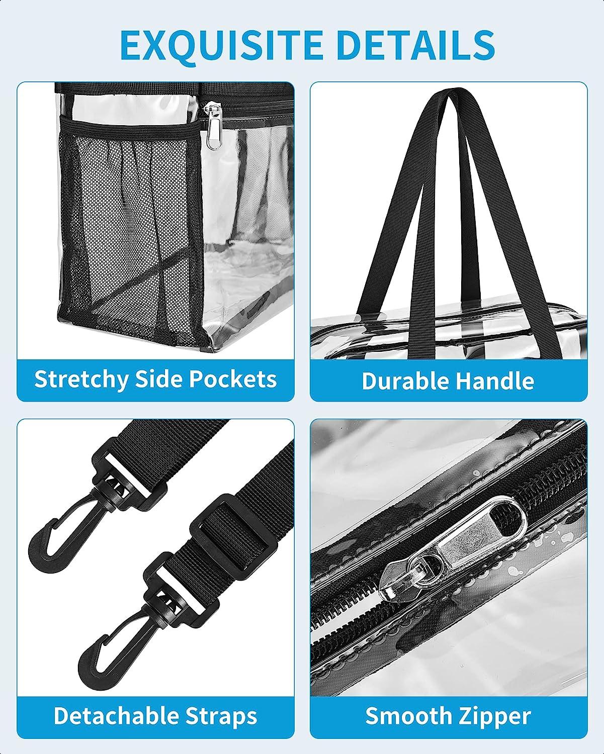 Clear Tote Bag - 12x6x12 See Through Stadium Event Bag For Women Semi Black