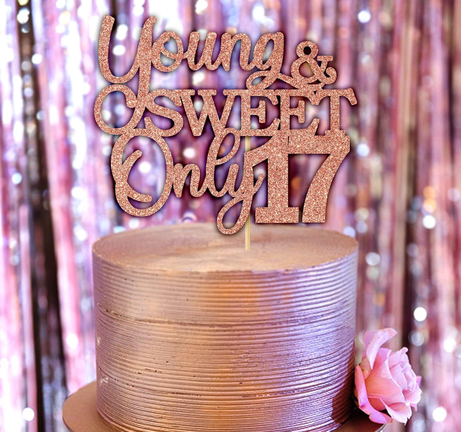 Young & Sweet Only 17 Cake Topper Happy 17th Birthday Cake Decoer I'm ...