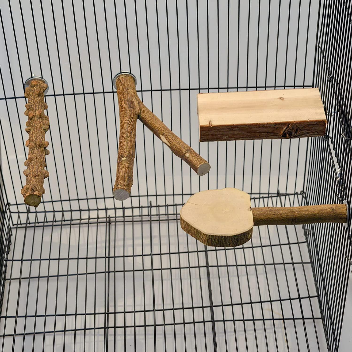 LIMIO 7 PCS Bird Parrot Swing Chewing Toys Natural Wood Bird Perch Bird