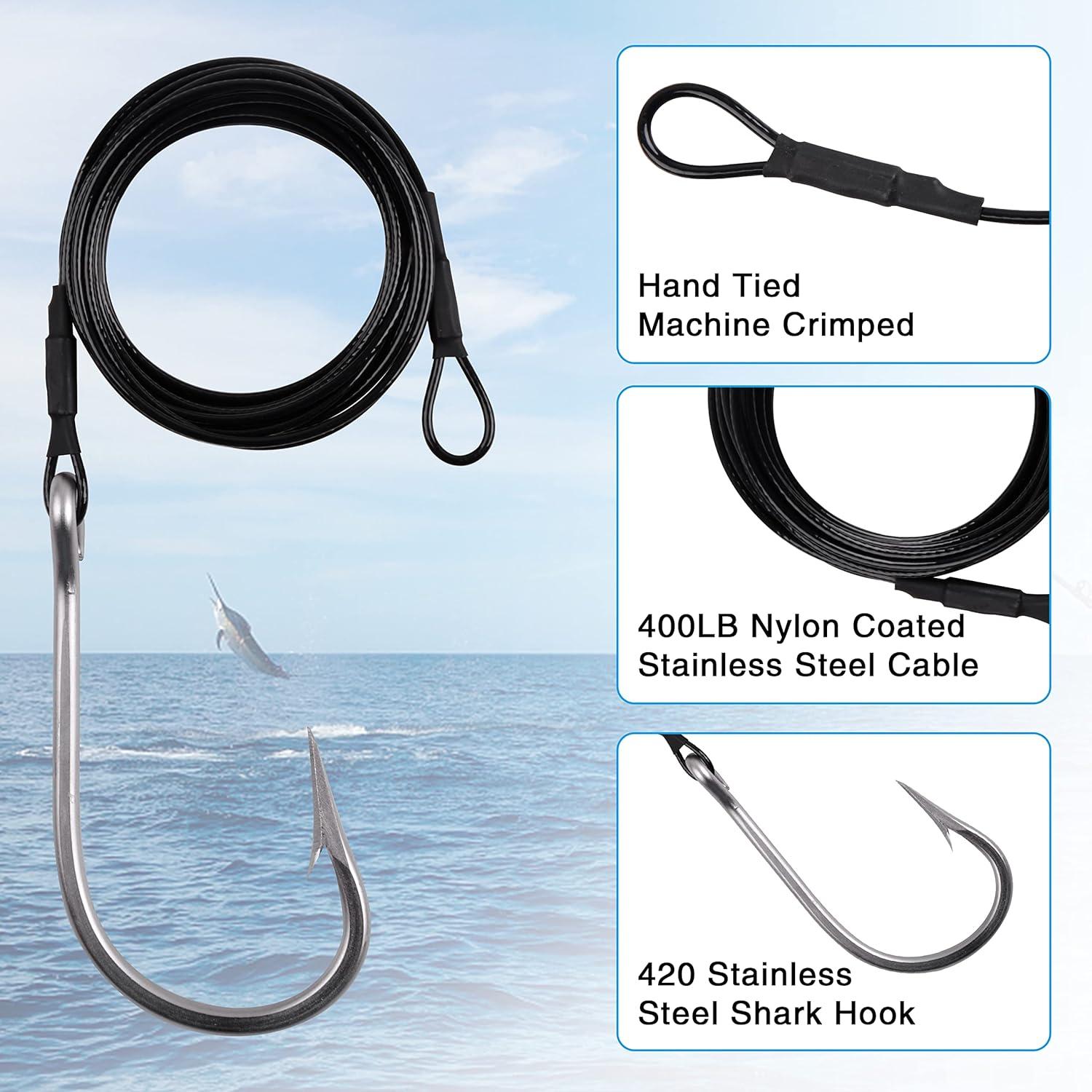 High-Strength 49 Strands Steel Surf Fishing Rigs with 2 Hooks,Saltwater  Fishing Assecories Nylon-Coating Steel Wire with Hooks Swivels Snap Connect  2 Arm Rig (Hook Size 14#) : Sports & Outdoors
