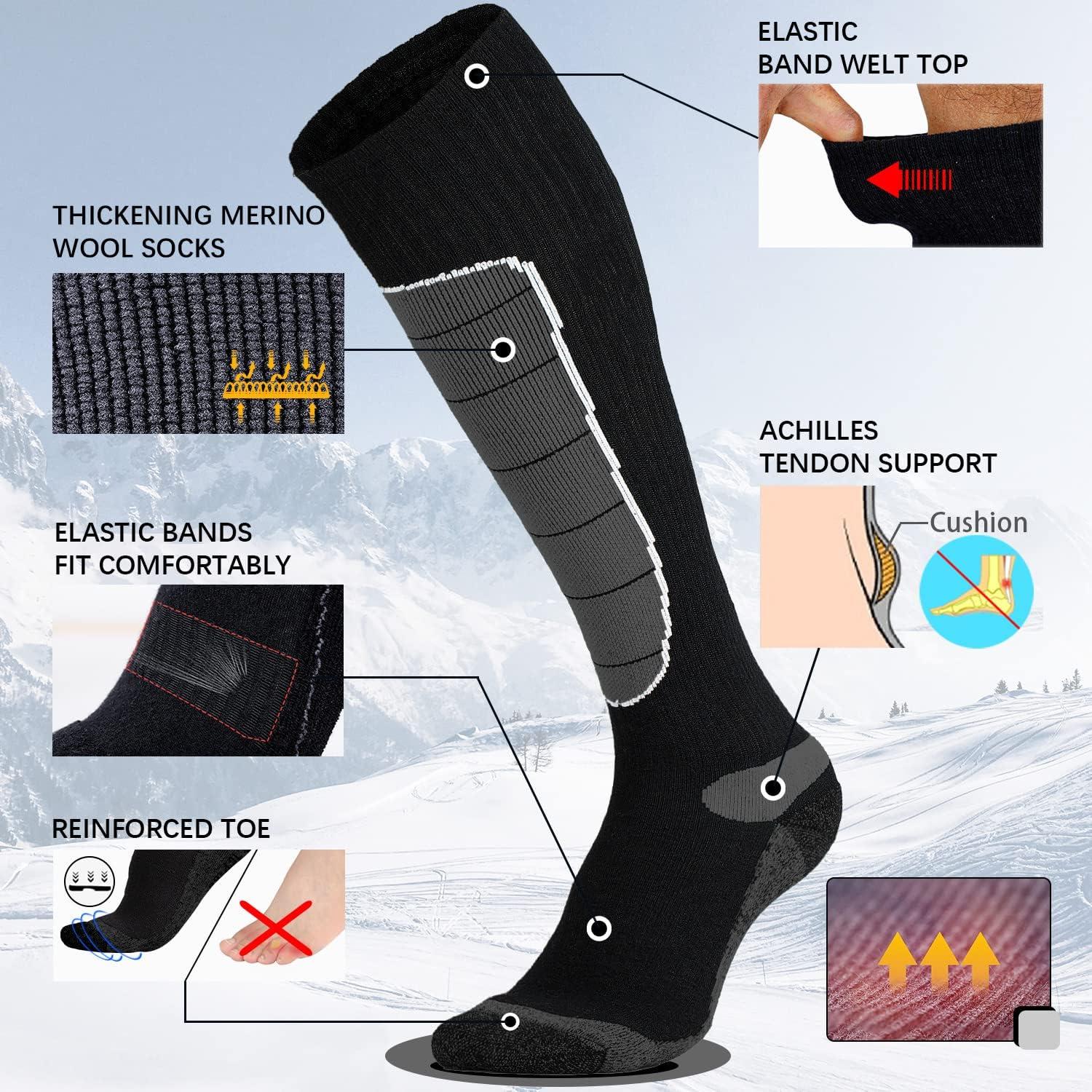 Cheap 1 Pair Thermal Knee-high Warm Socks Breathable Wear Resistant  Moisture Wicking Non-Slip Cuff Thick Unisex Ski Socks
