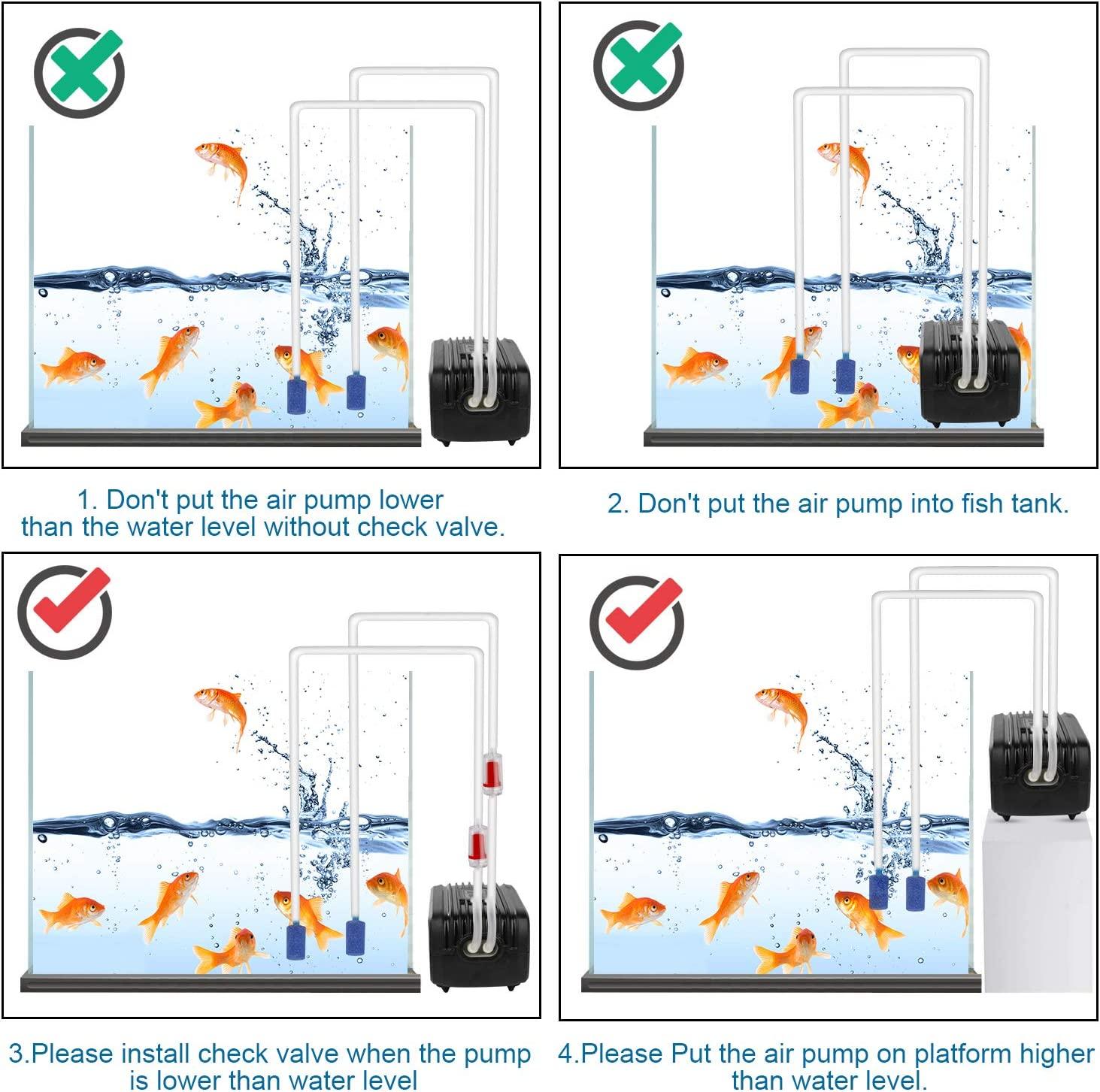 HIRALIY Aquarium Air Pump Dual Outlet Ultra Silent Oxygen Bubbler for