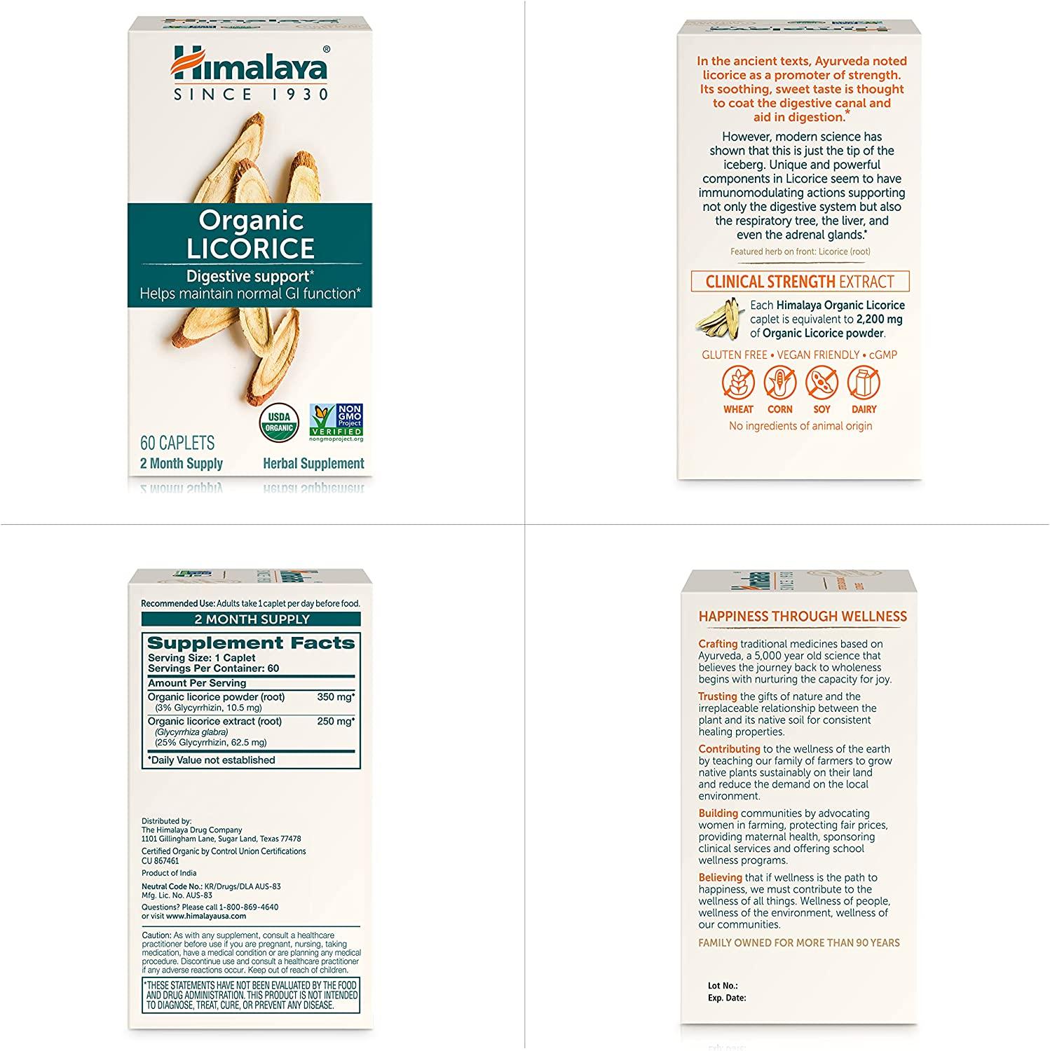 Himalaya Organic Licorice for Digestion, Gas, Nausea & Heartburn Relief