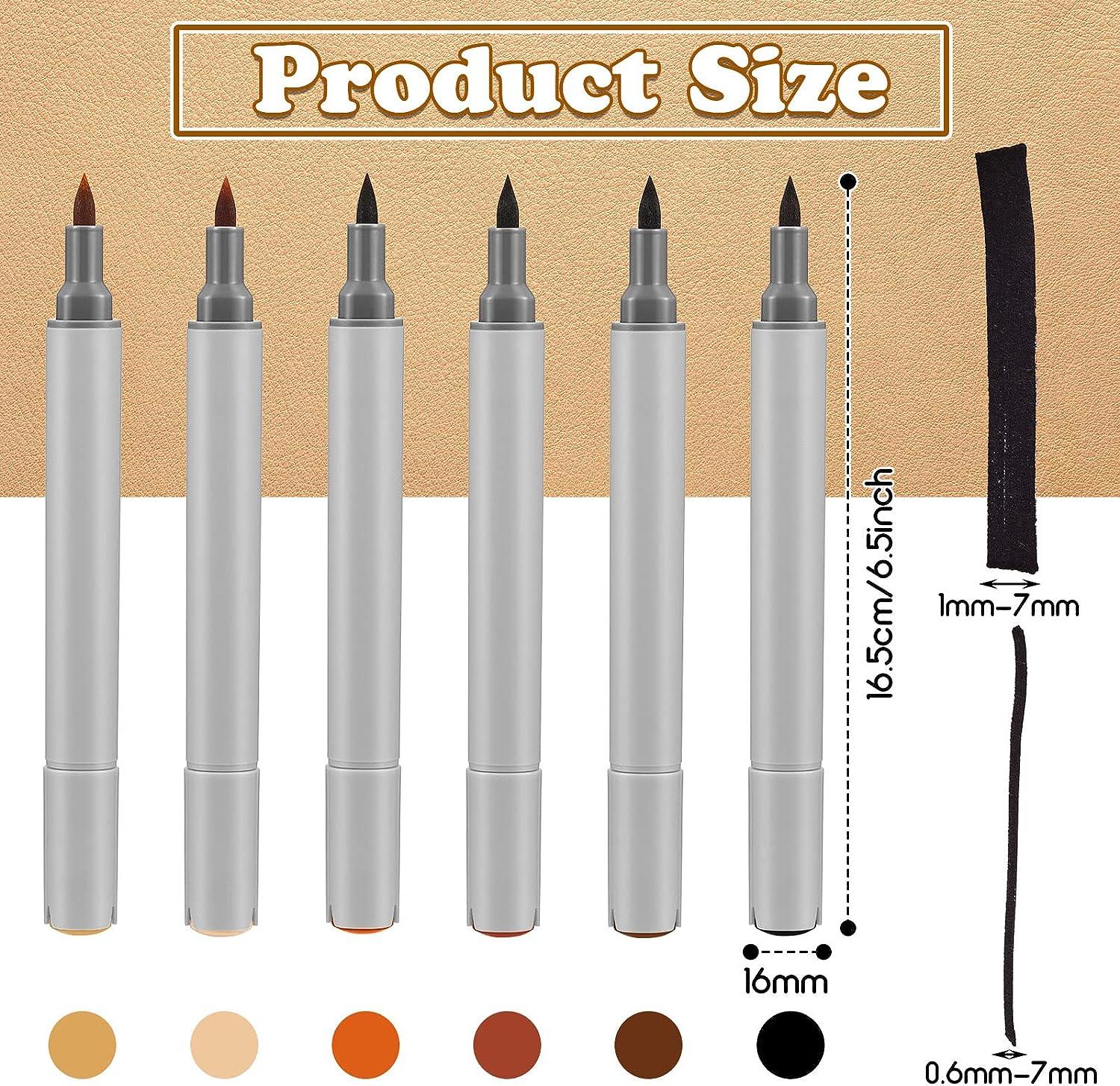 6 Pack Dual Tip Leather Dye Marker Pens Leather Touch up Pen Shoe