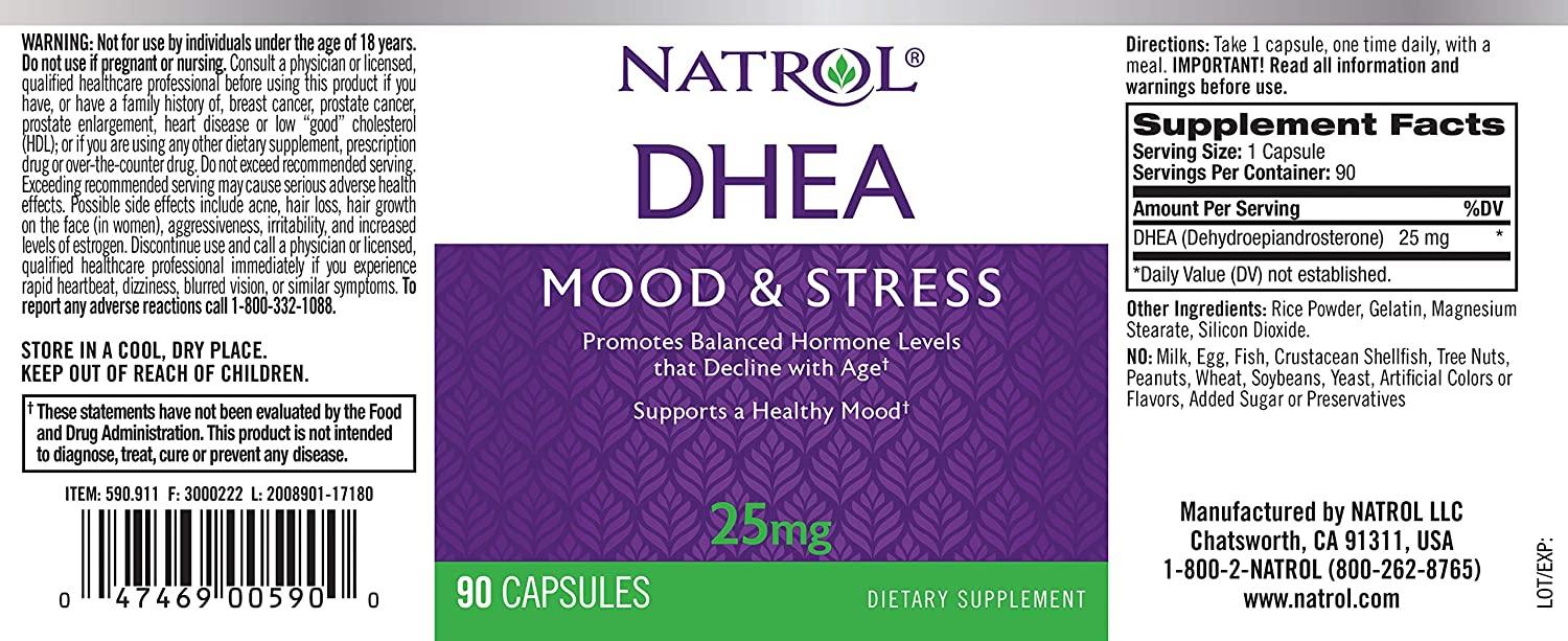 Natrol DHEA Tablets, Promotes Balanced Hormone Levels, Supports a