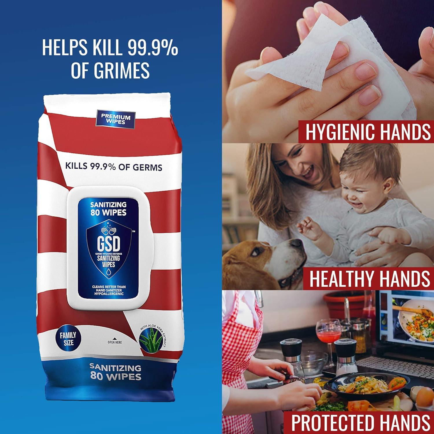 GSD Bleach Free Disinfecting Wipes with Aloe Vera Antibacterial