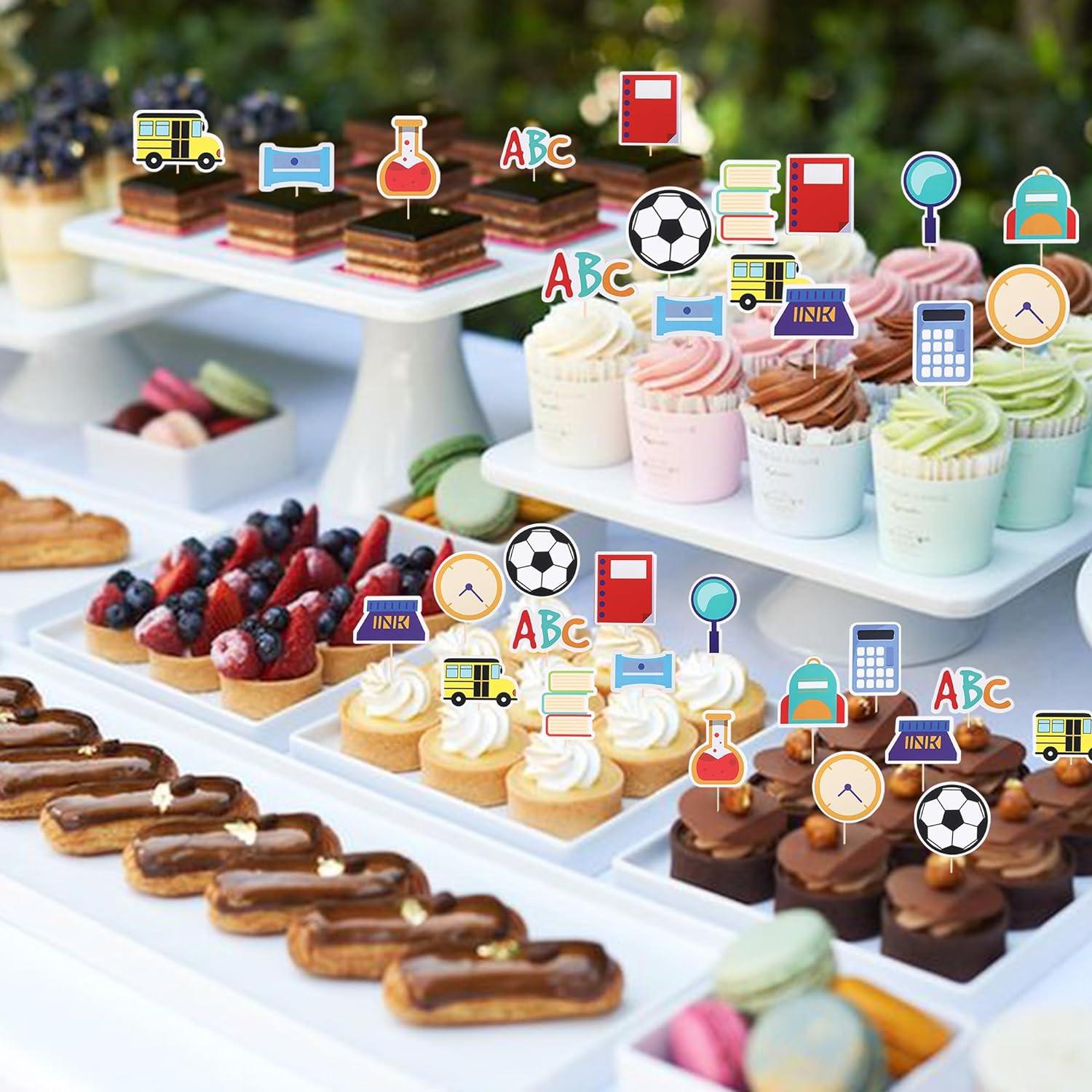 Rsstarxi 36 Pack Back to School Cupcake Toppers Happy First Day of