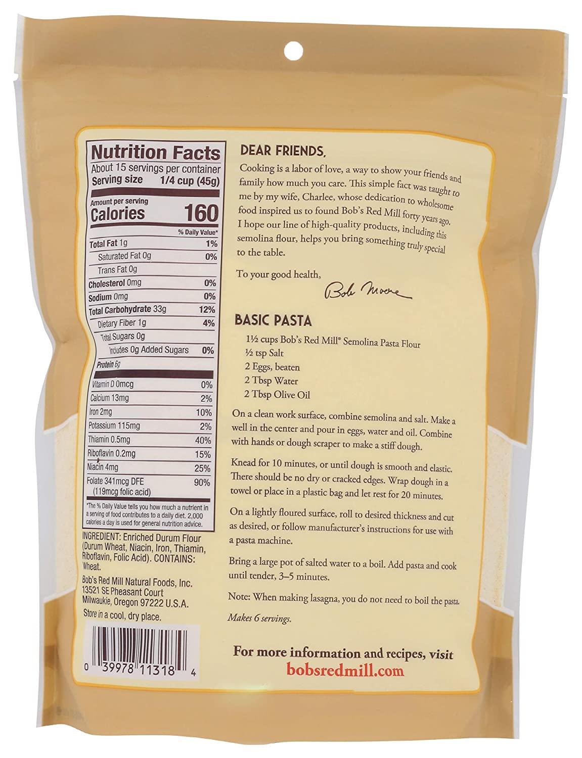Buy Bob's Red Mill Semolina Pasta Flour 24 OZ Pack Premium Quality