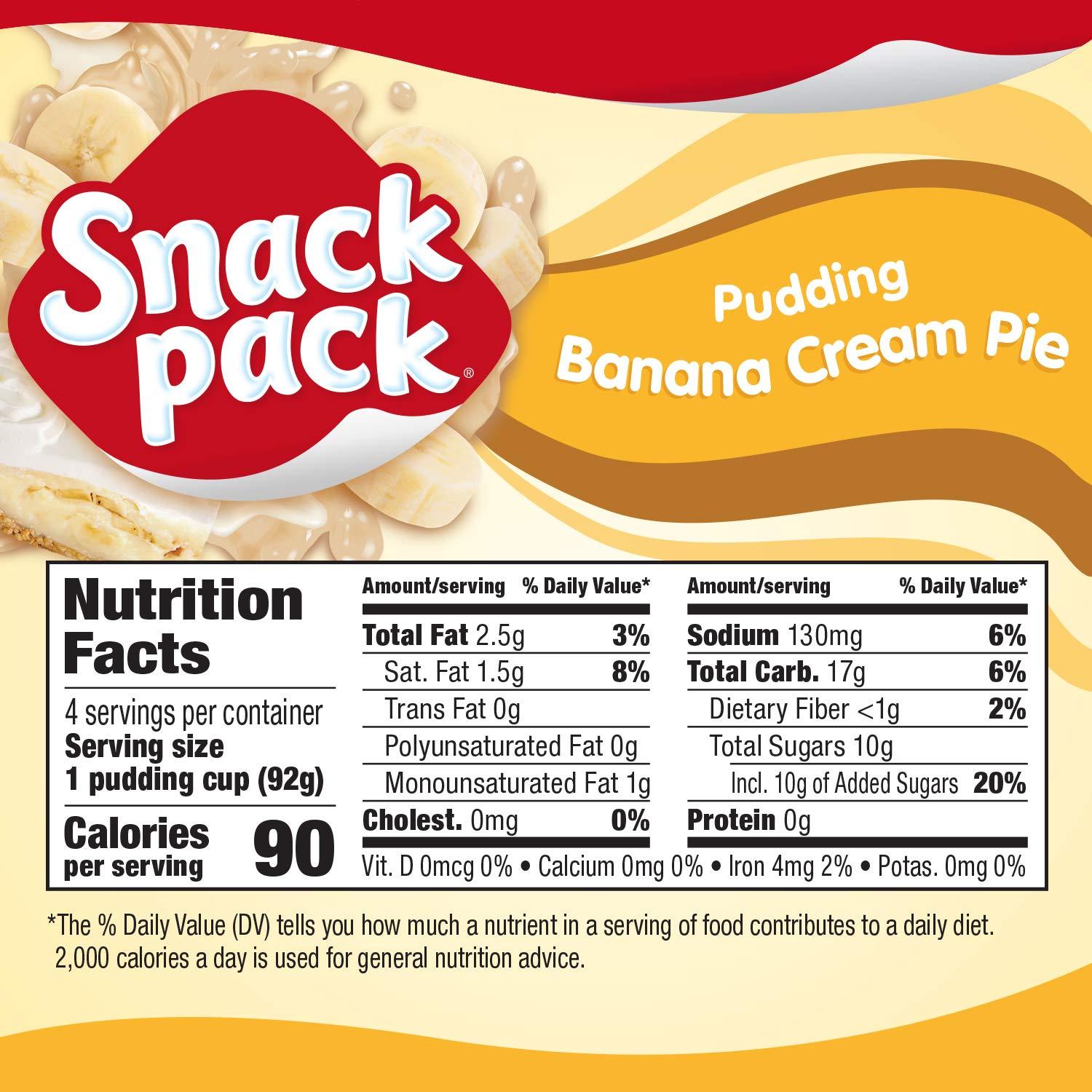 Snack Pack Banana Cream Pie Pudding Cups 4 Count 12 Pack