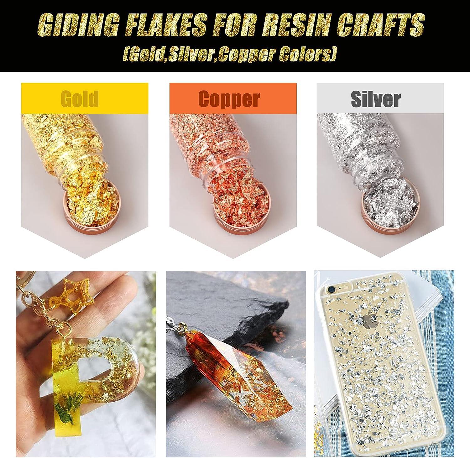 POPETPOP 6 Gold Flakes Craft Resin Metallic Foil Flakes Gold Flakes for  Painting Foil Flakes for Resin Colored Gilding Flakes Resin Inserts Nail