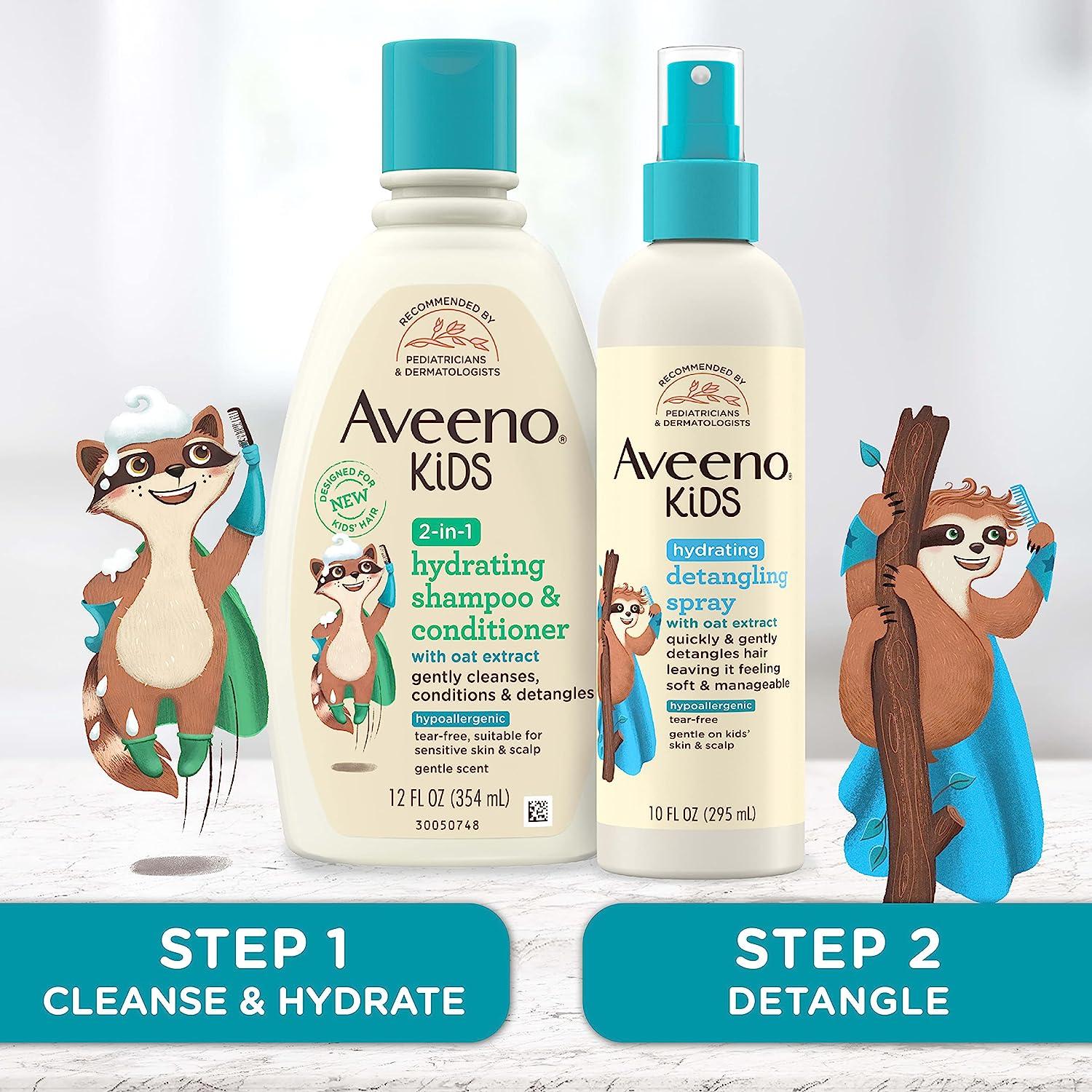 Aveeno Kids Hydrating Detangling Spray with Oat Extract, Quickly