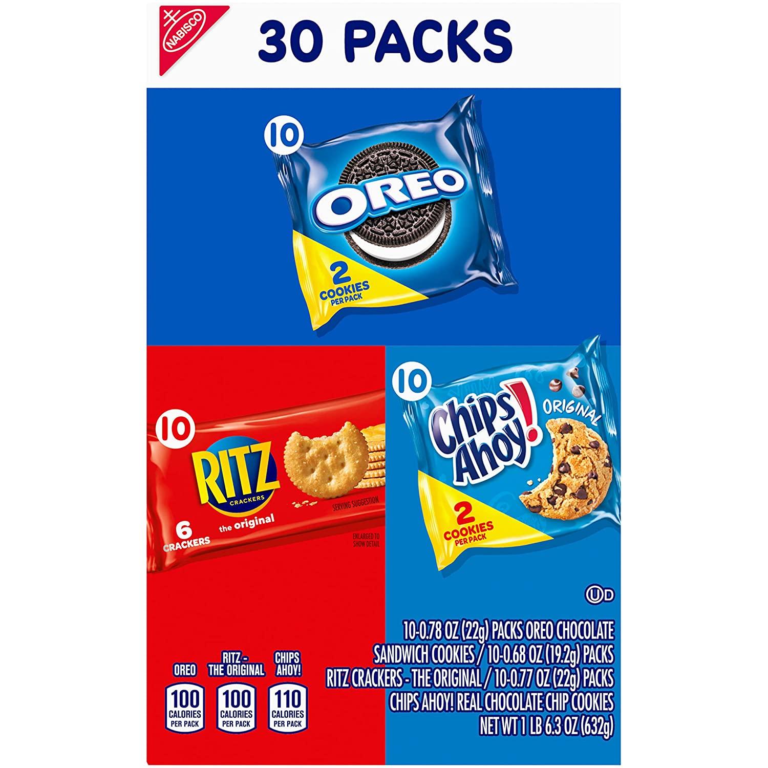 Nabisco Cookies Cracker Variety Pack OREO RITZ CHIPS AHOY 30