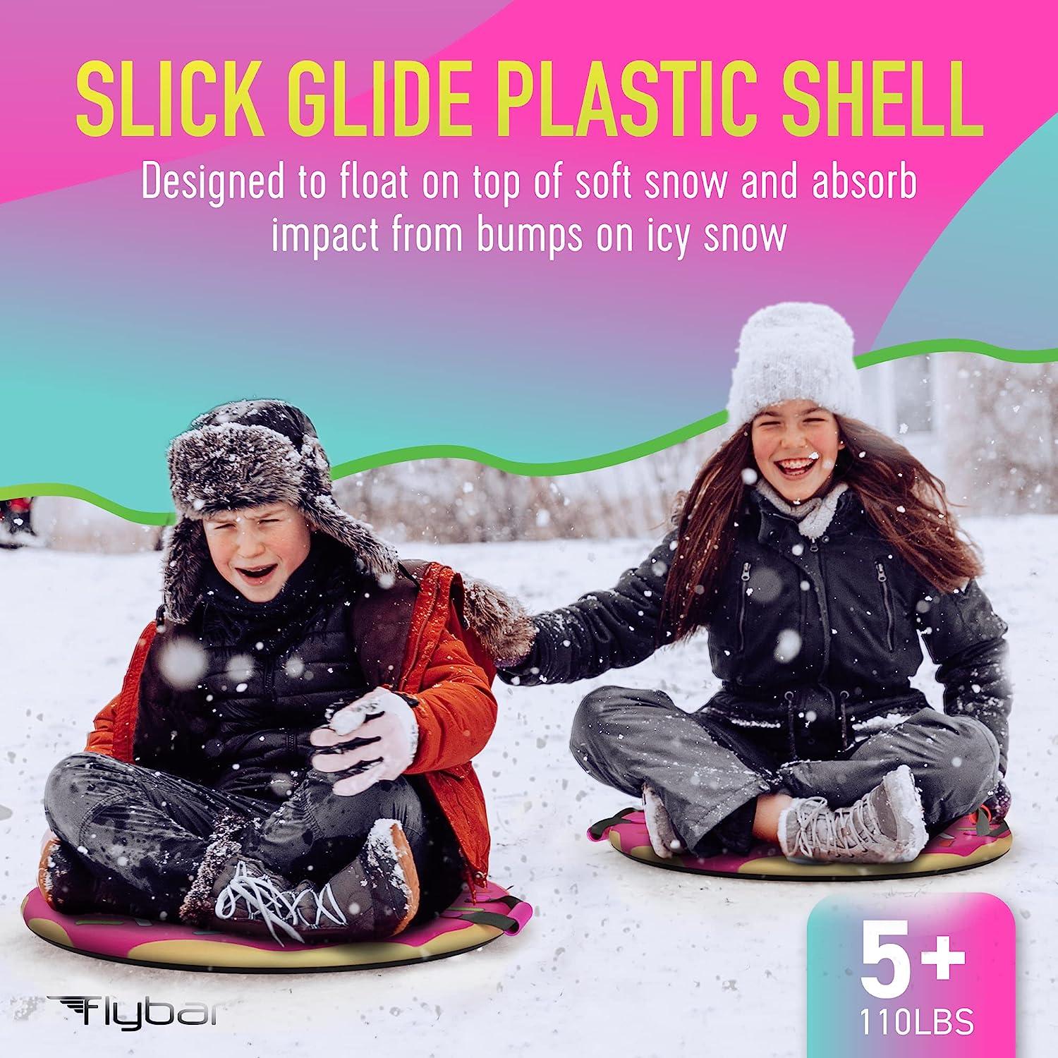 Flybar Snow Sled for Kids - Foam Saucer Disc Sled, Ages 6+, Easy Grip  Handles, Durable with Slick Bottom & PE Core Build, Lightweight Sleds for Kids,  Snow Toys for Kids Outdoor