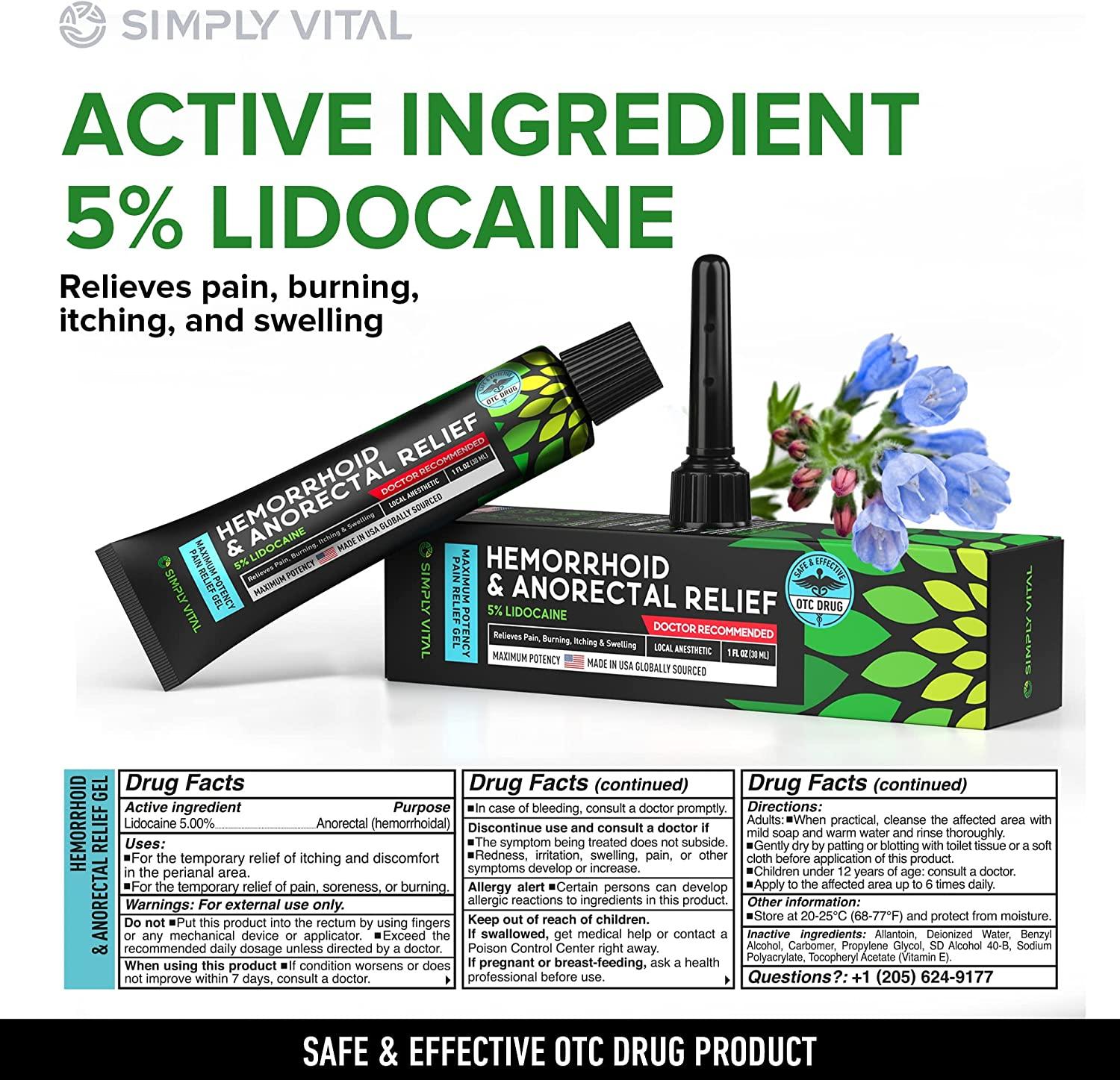 Hemorrhoid Treatment Cream Gel for Pain Relief Made in USA Fast