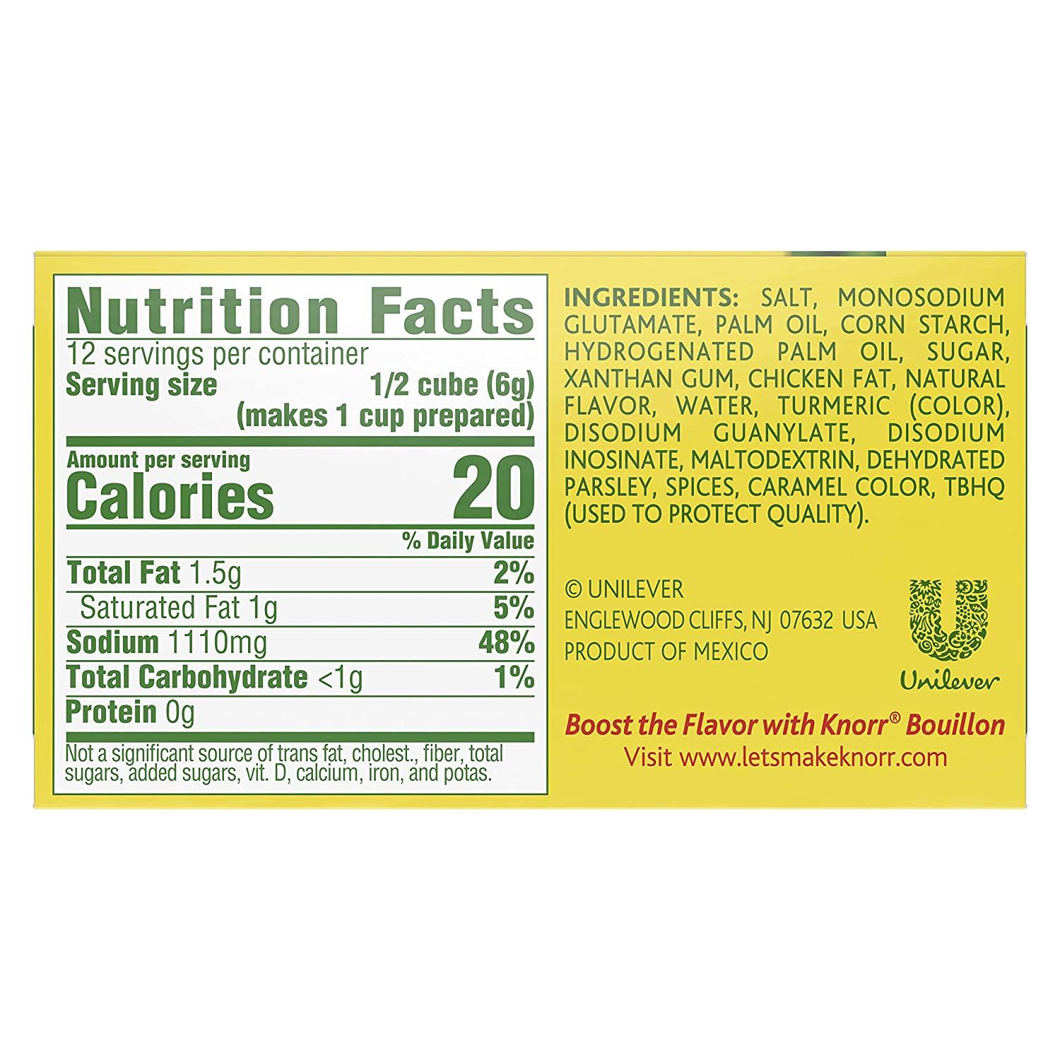 Knorr Cube Bouillon, Chicken, 2.5 Ounce, 6 Cubes Chicken Cubes 2.5