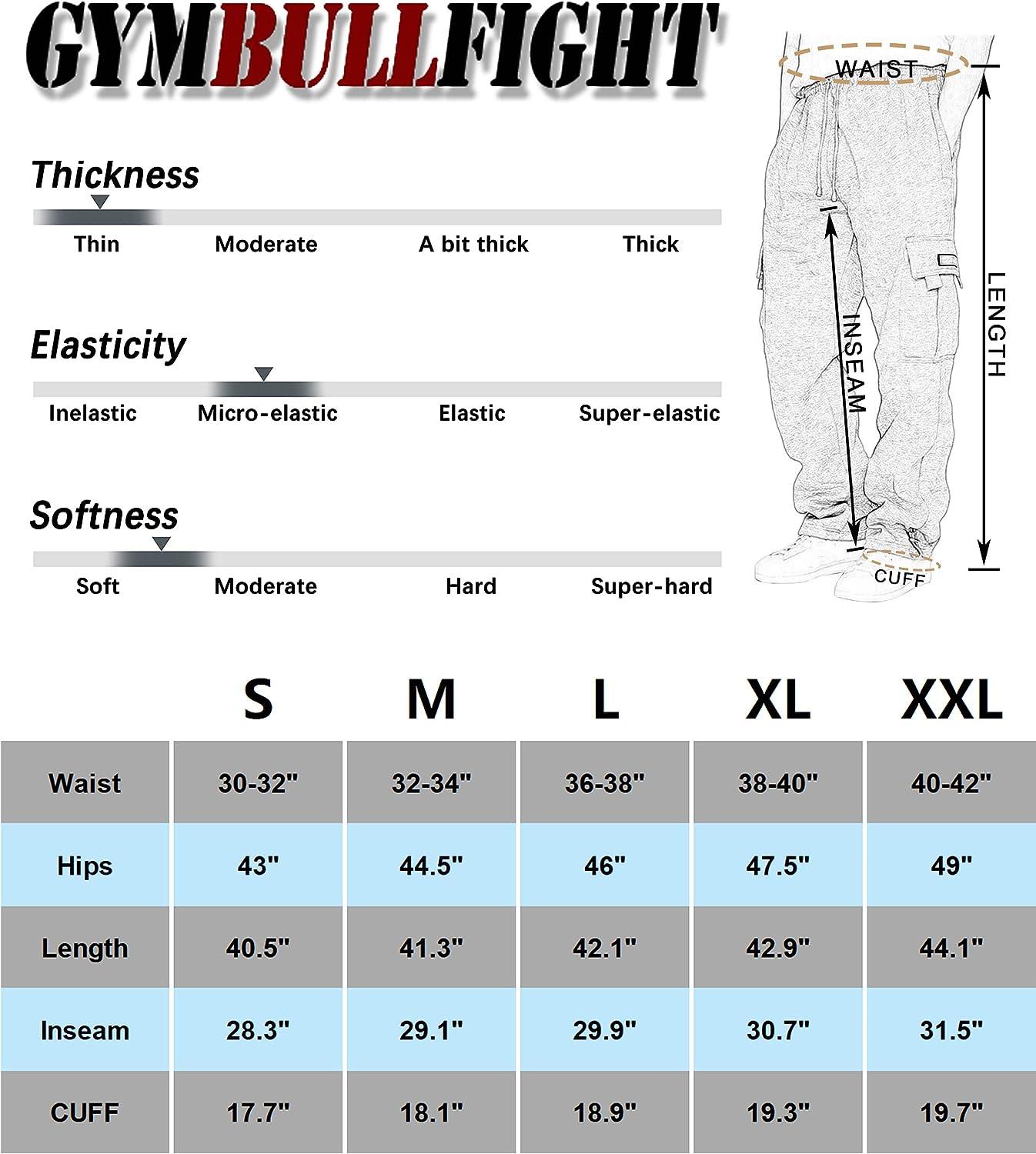 GYMBULLFIGHT Men's Athletic Sweatpants Loose Fit Pants Joggers for Men with  Pockets, Open Bottom Drawstring Grey Large