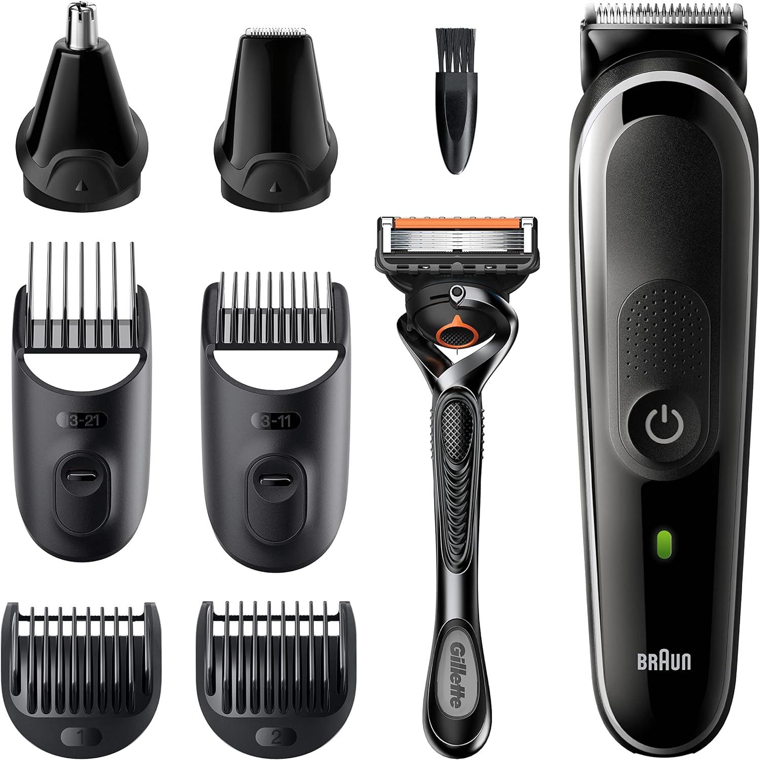 Kit 5 Men 8-In-1 Trimmer Pin Plug & With UK Series Braun For Beard Male Clippers Ear 2 Razor All-In-One Nose Hair Attachments Trimmer & Gillette Black/Grey Gifts 6 MGK5260 Grooming