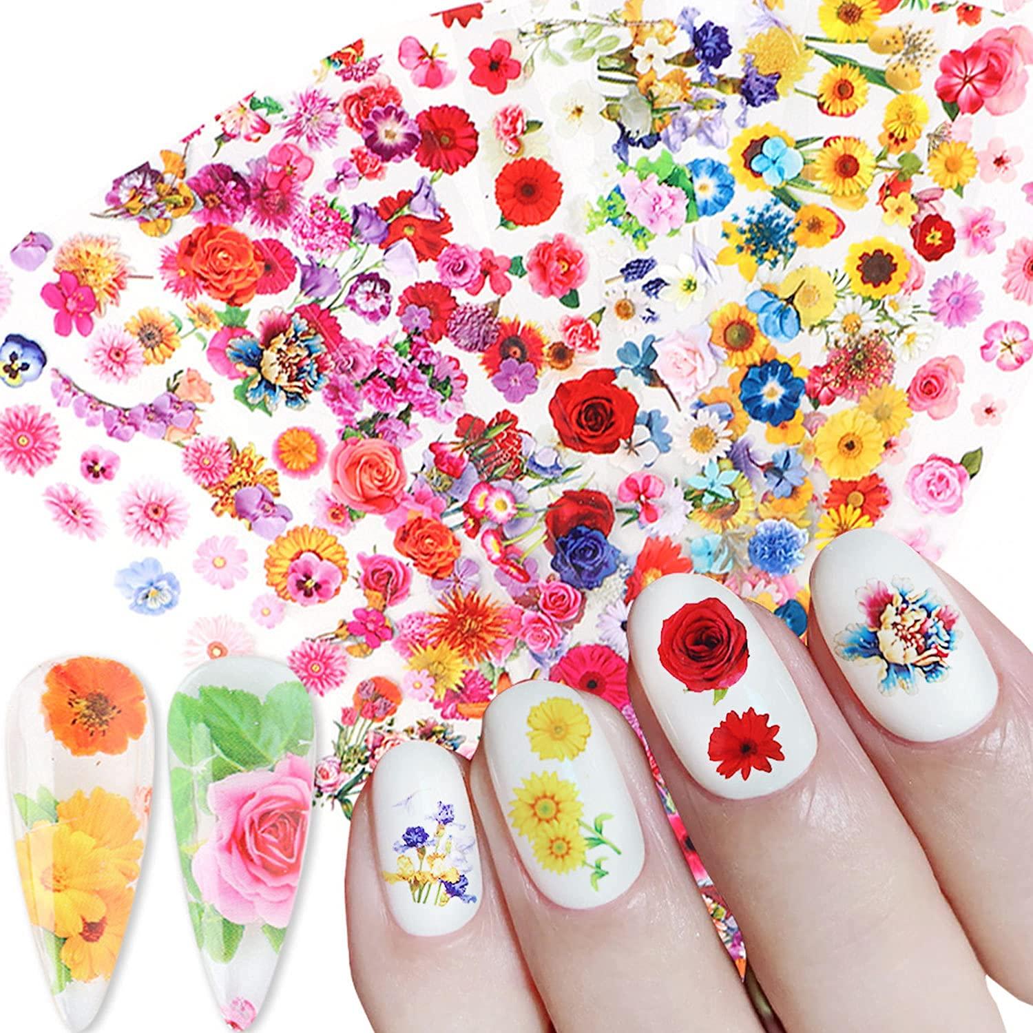 10 Sheets Sunflower Daisy Nail Art Foil Transfer Stickers Dried Flower