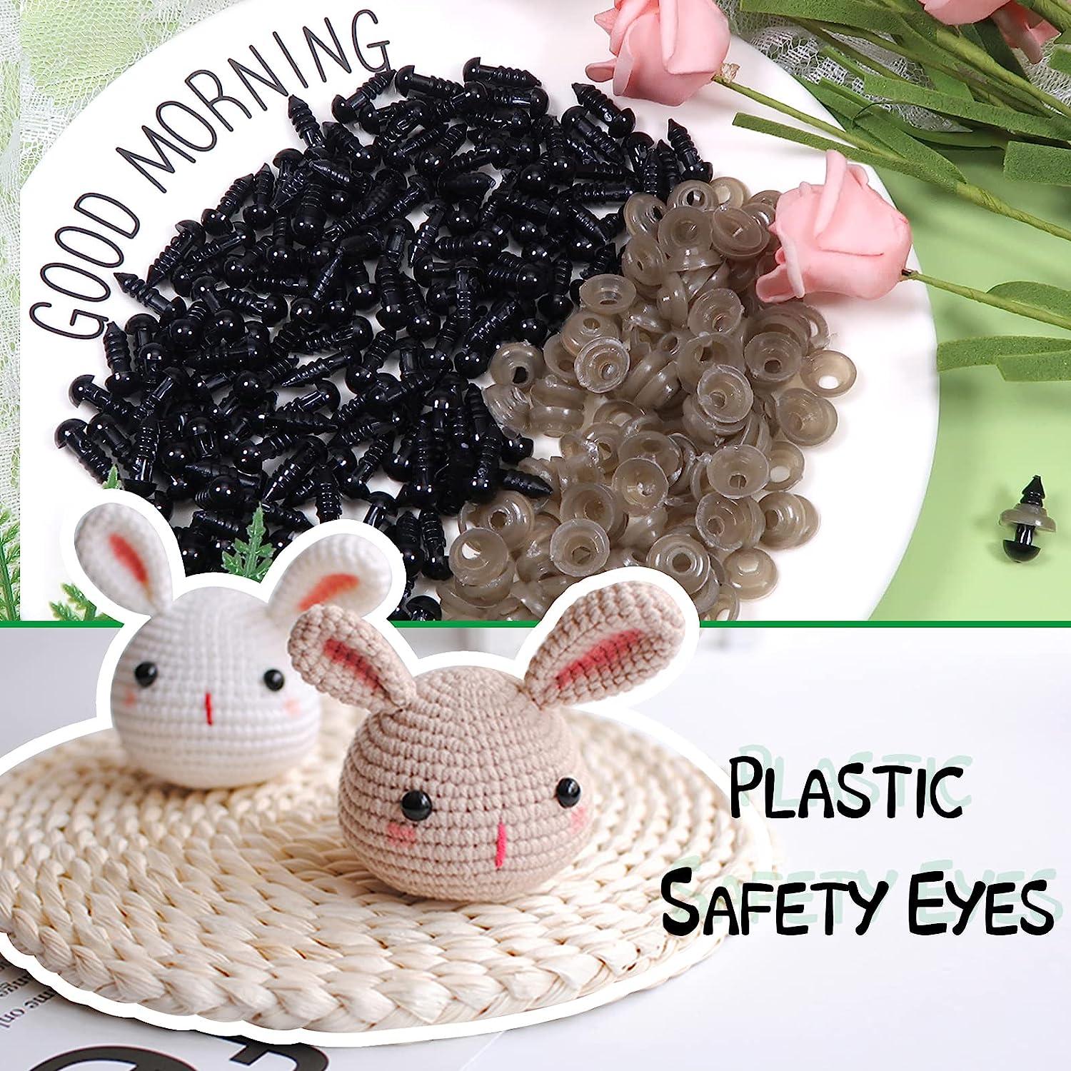  TOAOB 150pcs 6mm Black Plastic Safety Eyes Crafts Safety Eyes  with Washers for Stuffed Animals Amigurumis Crochet Bears Doll Making