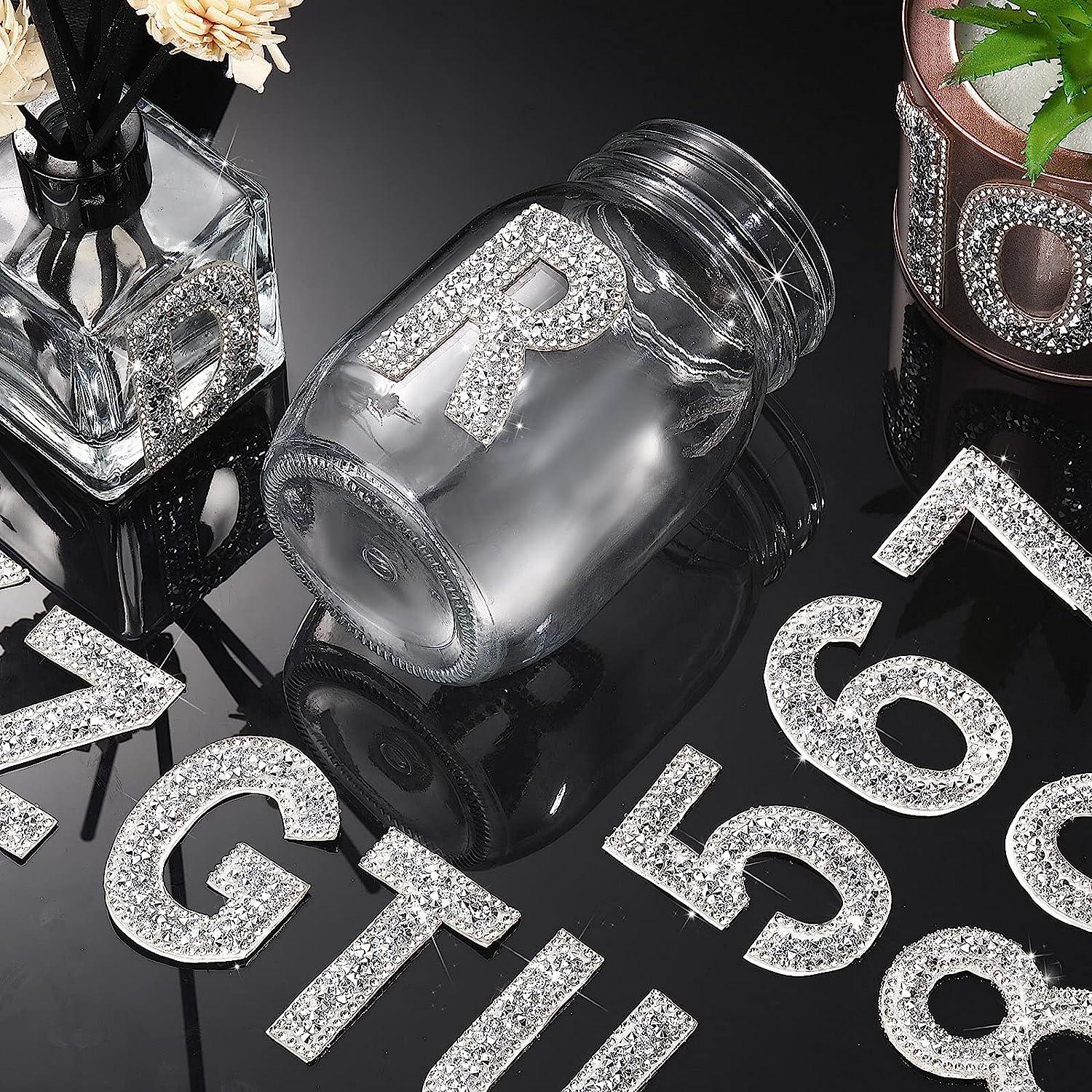 37 Pieces Rhinestone Letter Stickers Large Glitter Alphabet Stickers Number  Crystal Self Adhesive Stickers Iron on