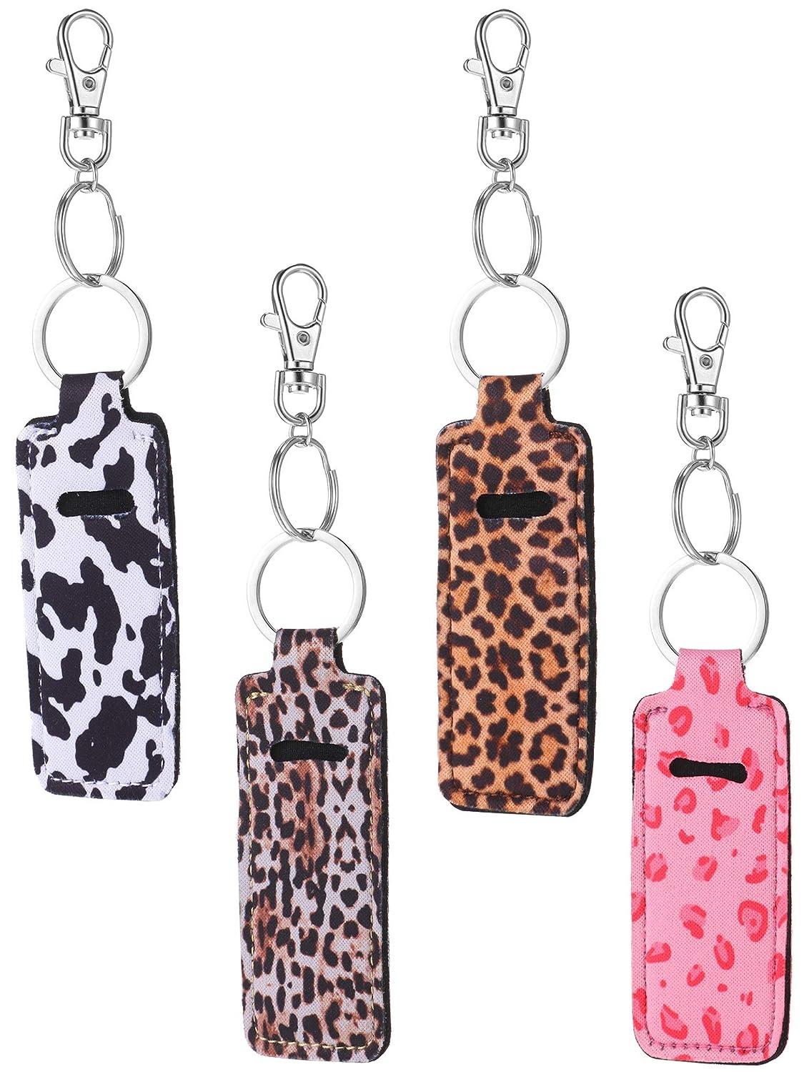  10 Pieces Cow Print Lipstick Holder Lipstick Holder Keychain  Sleeve Lipstick Pouch Lip Balm Holder Sleeve with 10 Metal Key Chains to  hold Travel Daily Accessories, Leopard Style : Beauty