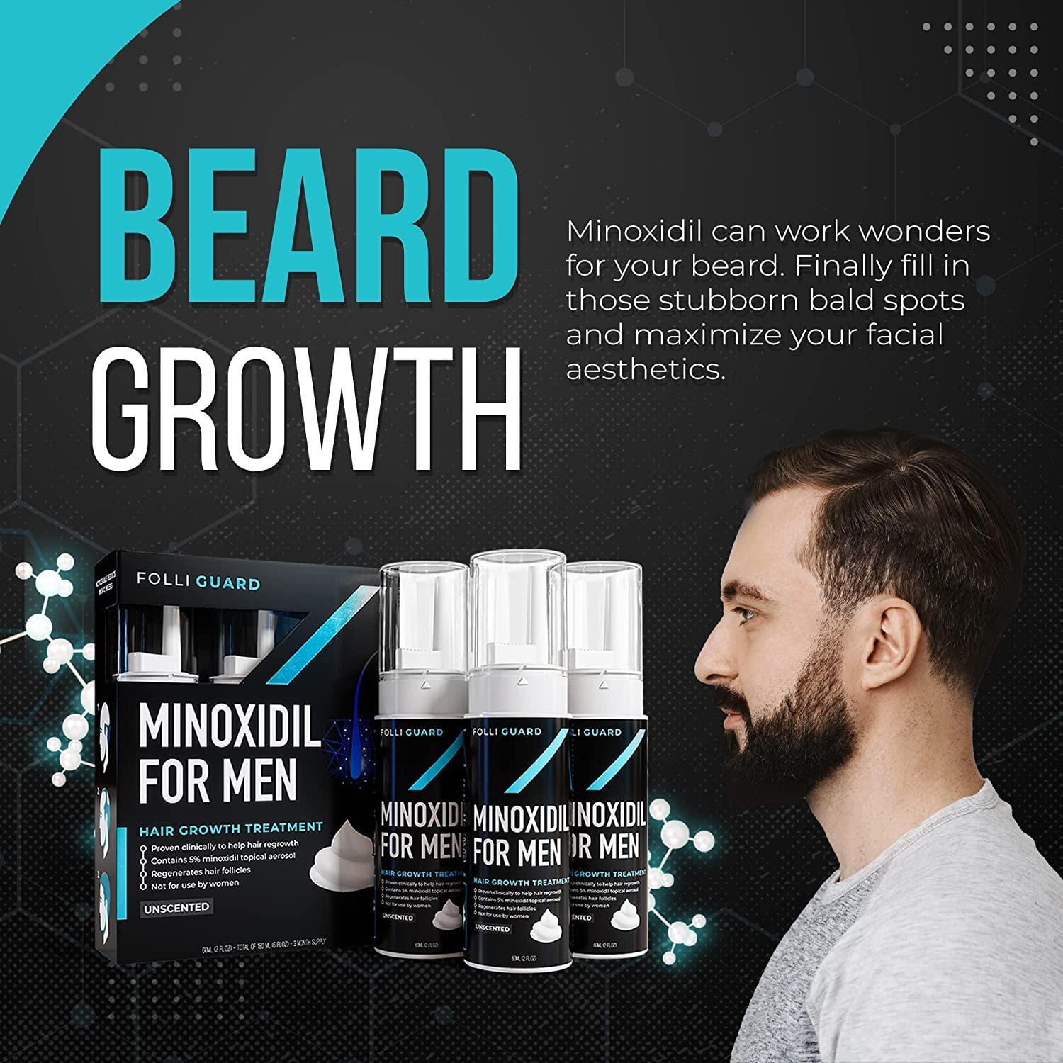 Minoxidil 5% Foam (3 Month Supply) by FolliGuard - Aerosol Foam Hair  Regrowth Treatment for Men with Added Biotin and Herbs - Extra Strength for  Men