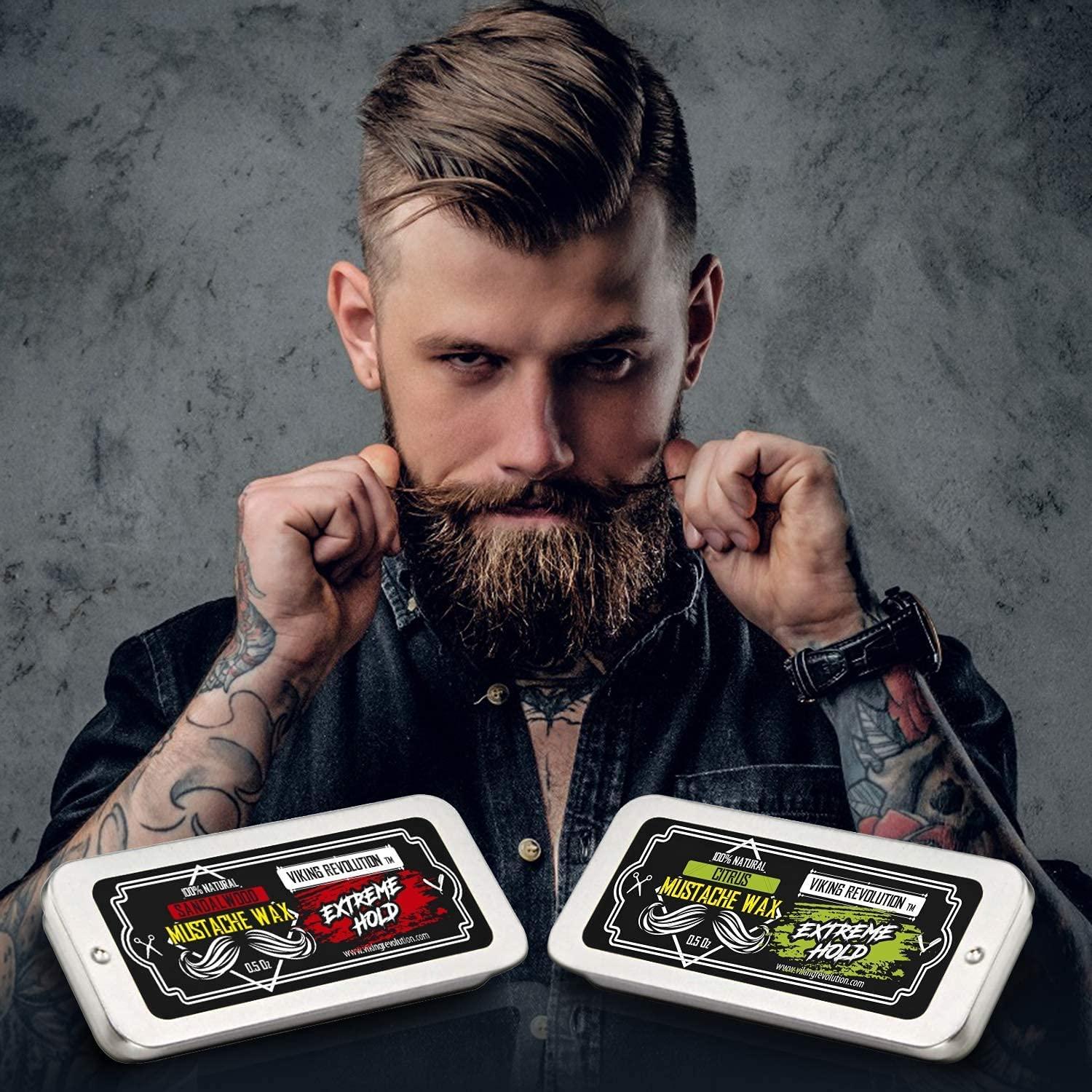 洋楽 KARP - Mustaches Wild '10 EP Extreme Hold Mustache Wax 2 Pack for Men - Citrus