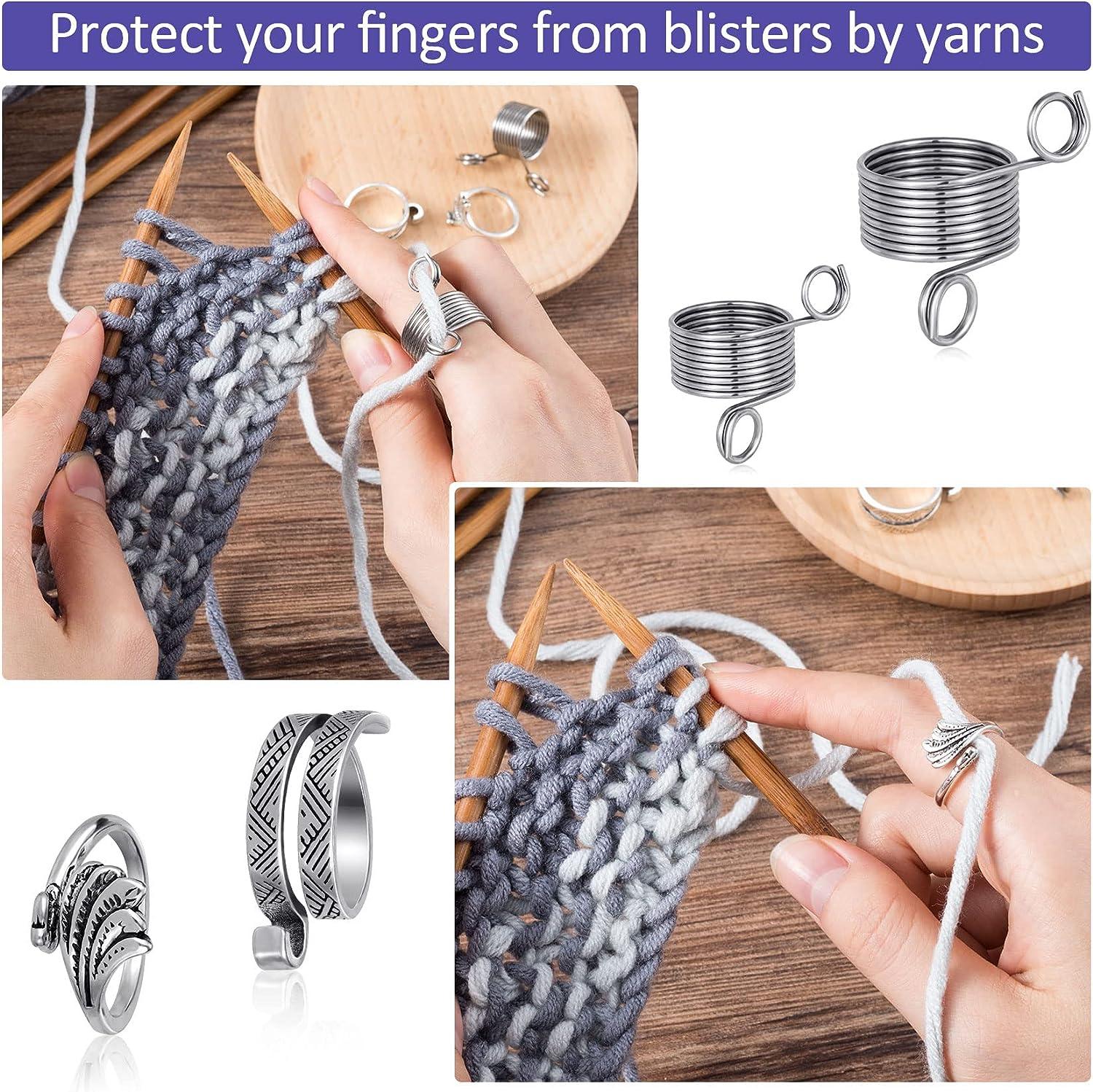 PAGOW 8 PCS Knitting Crochet Loop Ring Crochet Ring for Finger Yarn Guide  Adjustable Open Crochet Holders Crochet Ring Crochet Loop Rings Accessories  for Faster Knitting (4 Styles)