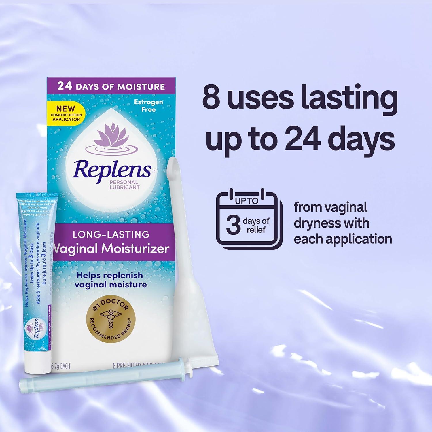 long lasting vaginal lubricant 3 pack) Vagisil Long-Lasting Vaginal Moisturizer, Gel & Lubricant for  Women, Gynecologist Tested, 8 Count, Pack of 1 (8 Applicators)