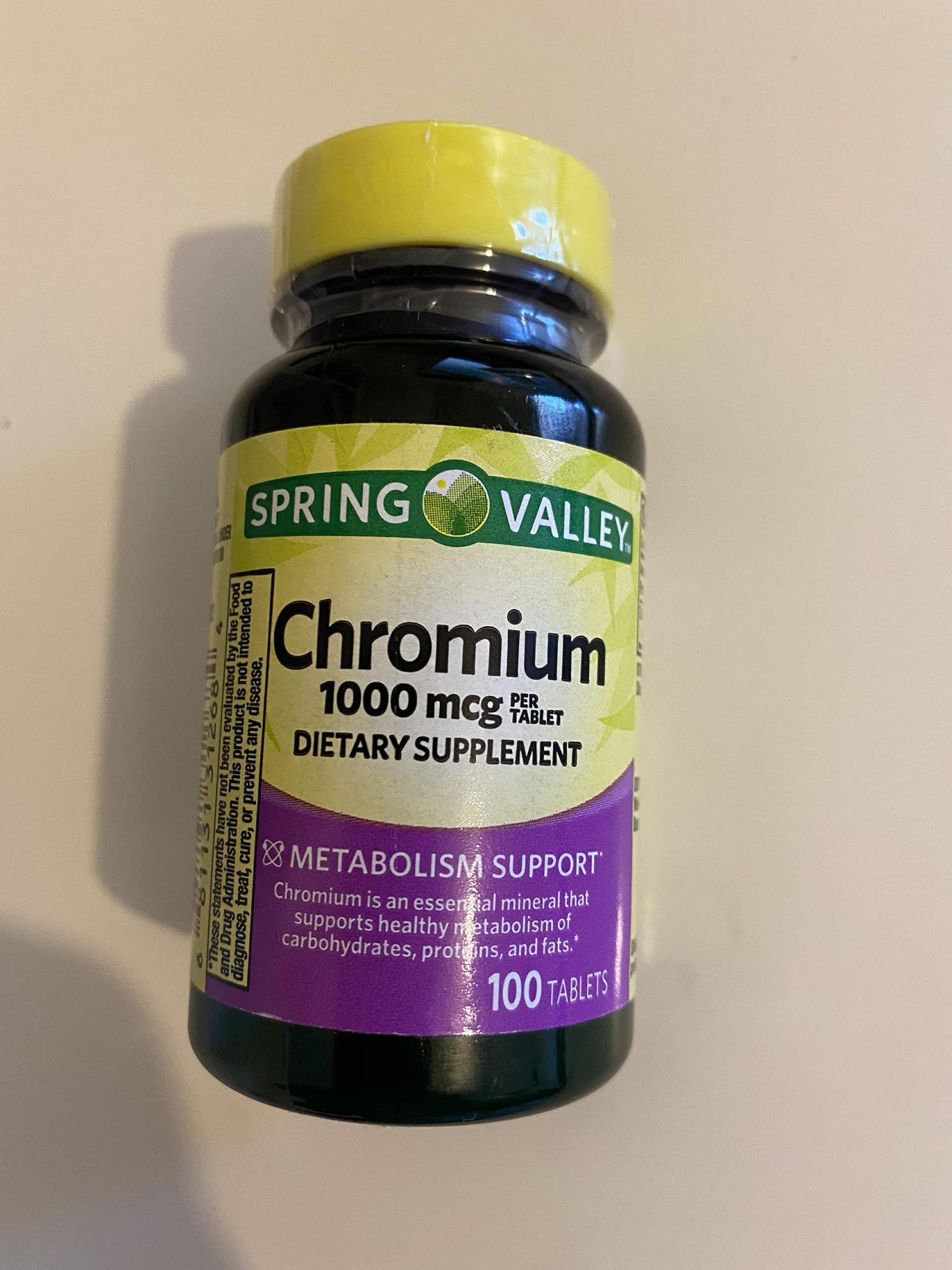 Spring Valley Chromium Tablets 1000 mcg 100 Count Dietary Supplement