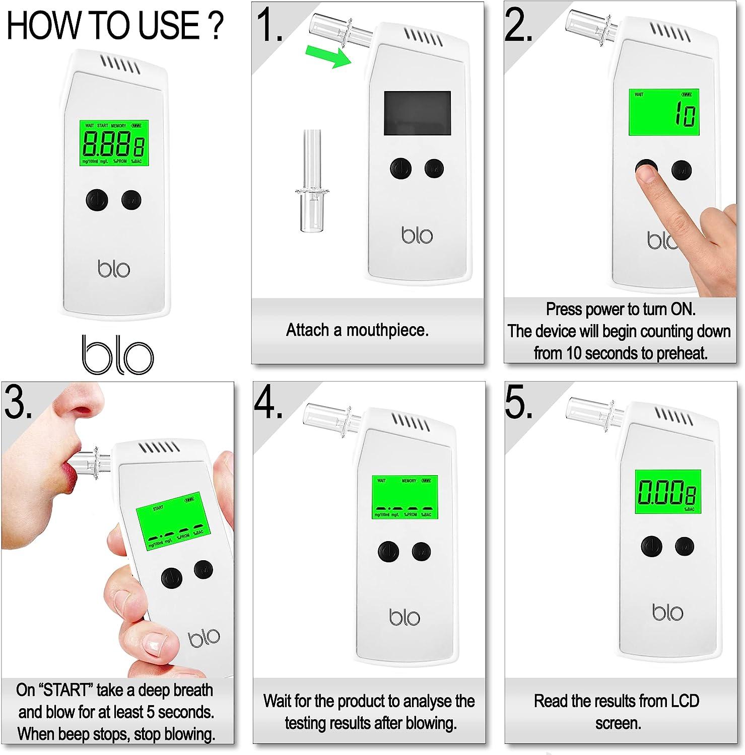 BLO Executive Breathalyzer Alcohol Tester Portable Instant Read Unit
