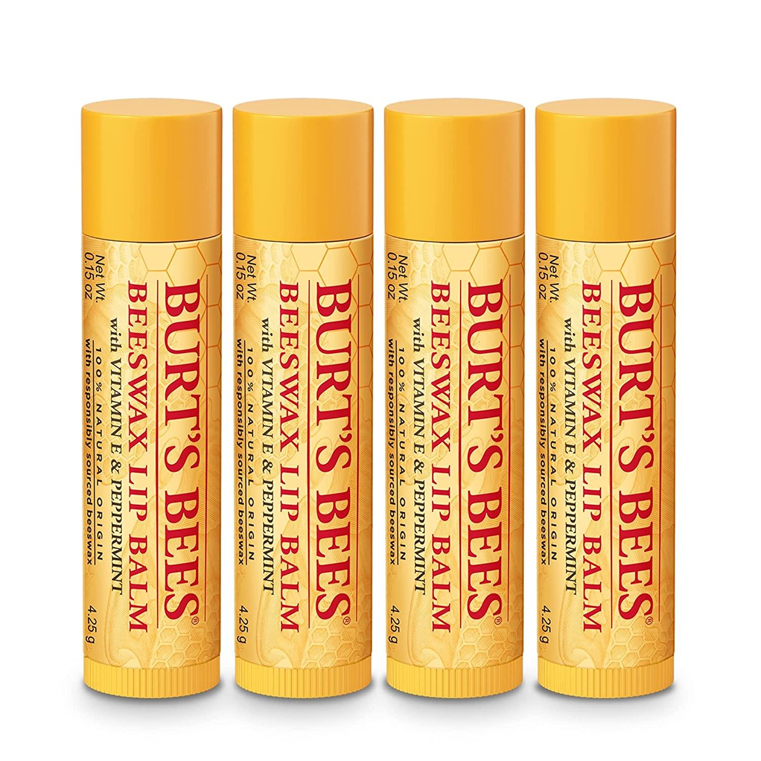 Burt's Bees Holiday Gift, 4 Lip Balm Stocking Stuffer Products, Beeswax  Bounty Classic Set - Original Beeswax (New Version) Beeswax Classic Gift Set