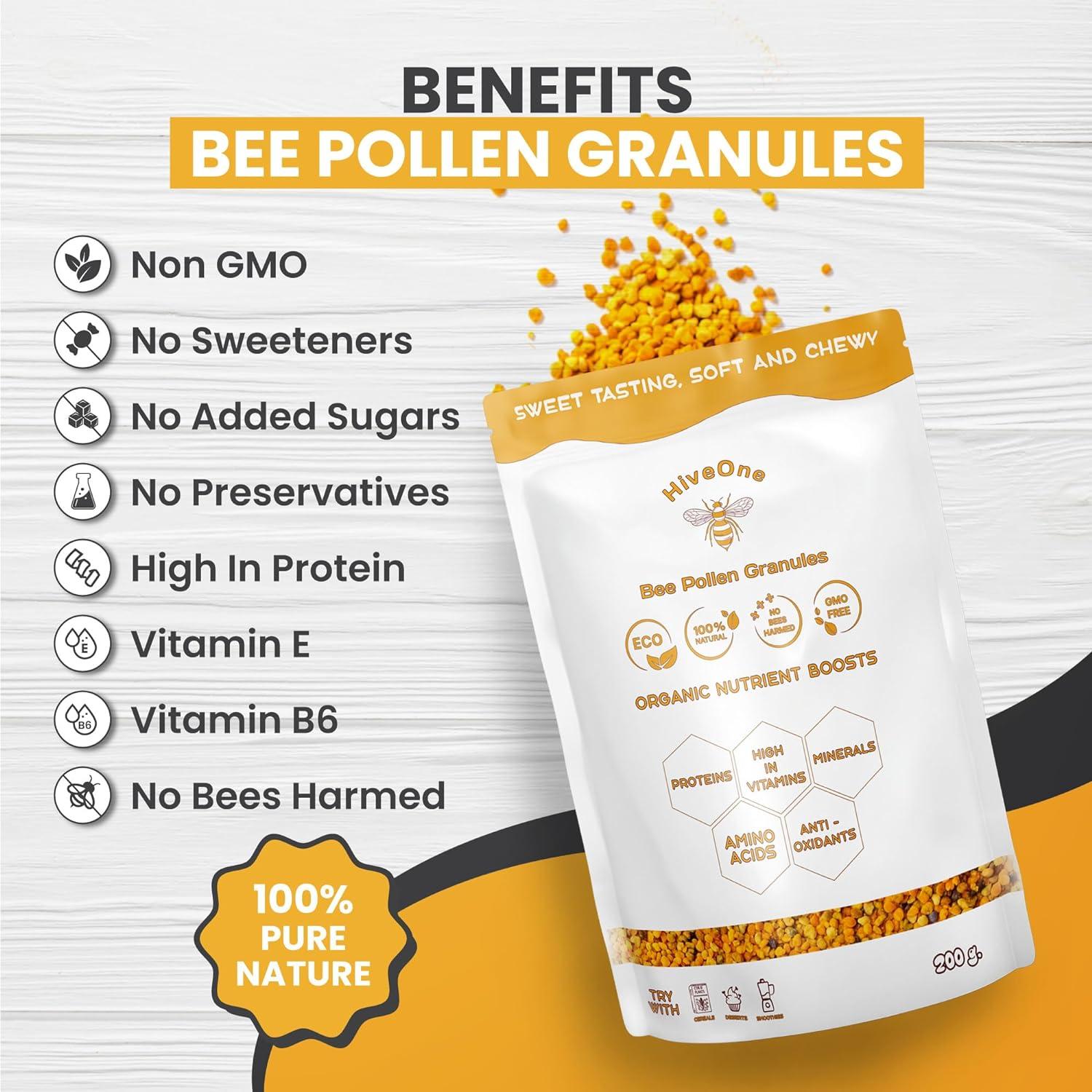 HIVE ONE BEE Pollen GRANULES 100 Organic 100 RAW Pure Fresh Bees