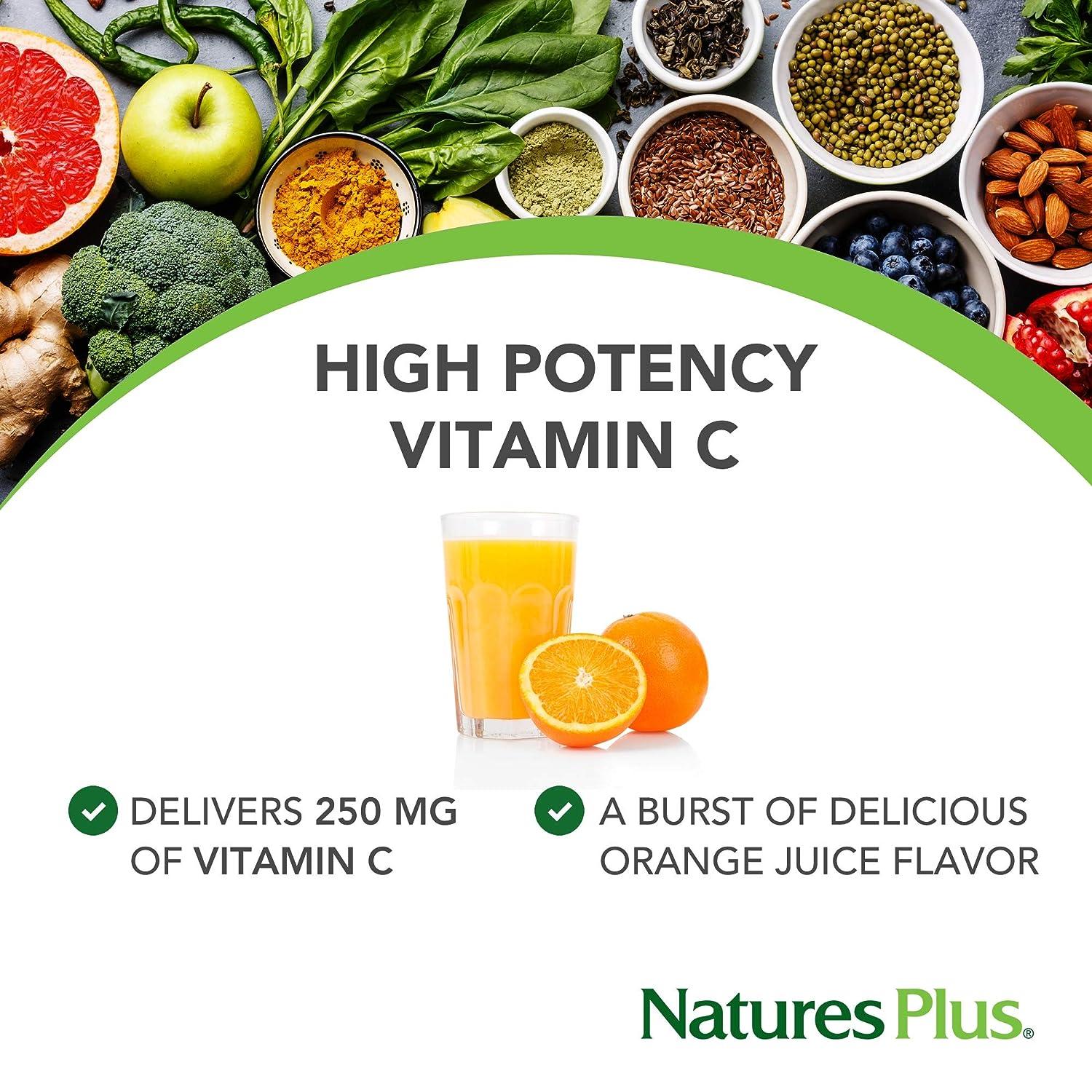 NaturesPlus Orange Juice Chewable Vitamin C 250mg 90 Vegetarian