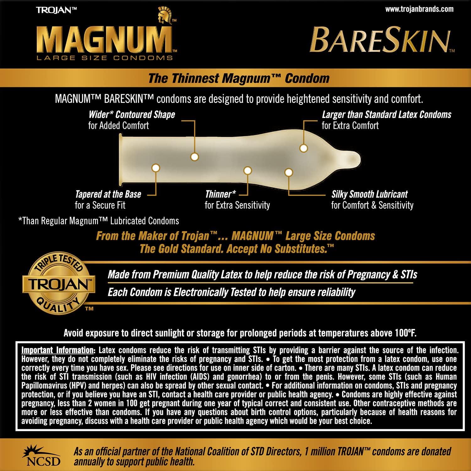 Trojan Magnum Bareskin Large Condoms 24 Count Value Pack Lubricated