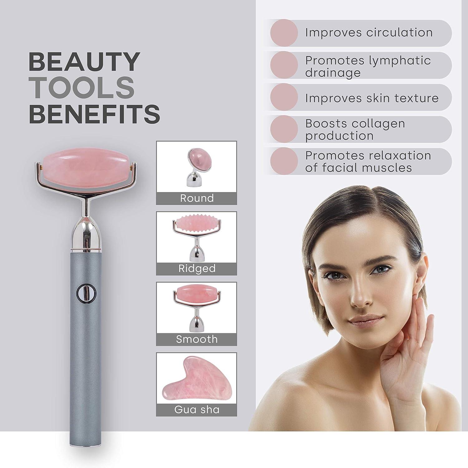 vibrating rose quartz roller benefits Have you ever used a rose quartz roller as part of your skincare routine? I  have and love it! Here are some of the benefits of using a rose quartz  roller