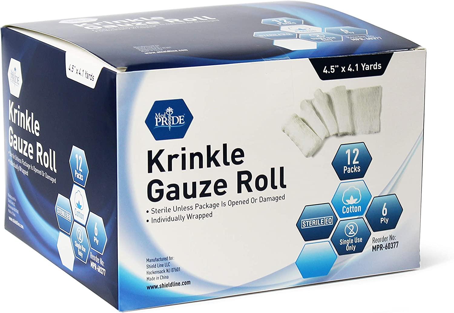 Medpride Sterile Krinkle Gauze Rolls Cotton Wound Dressing Sterile