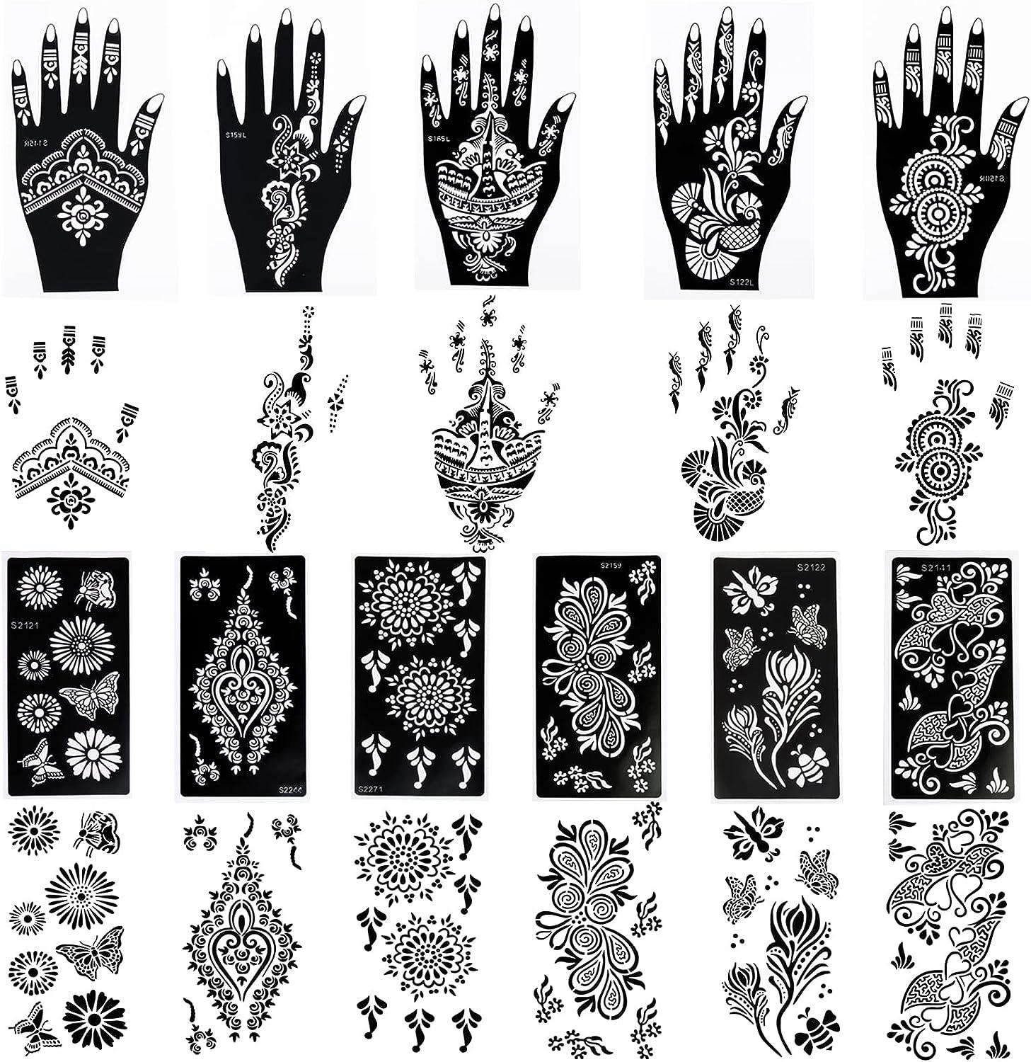 Henna Tattoo Stencil Kit 16 Sheets Henna Tattoo Sticker for Hands Legs