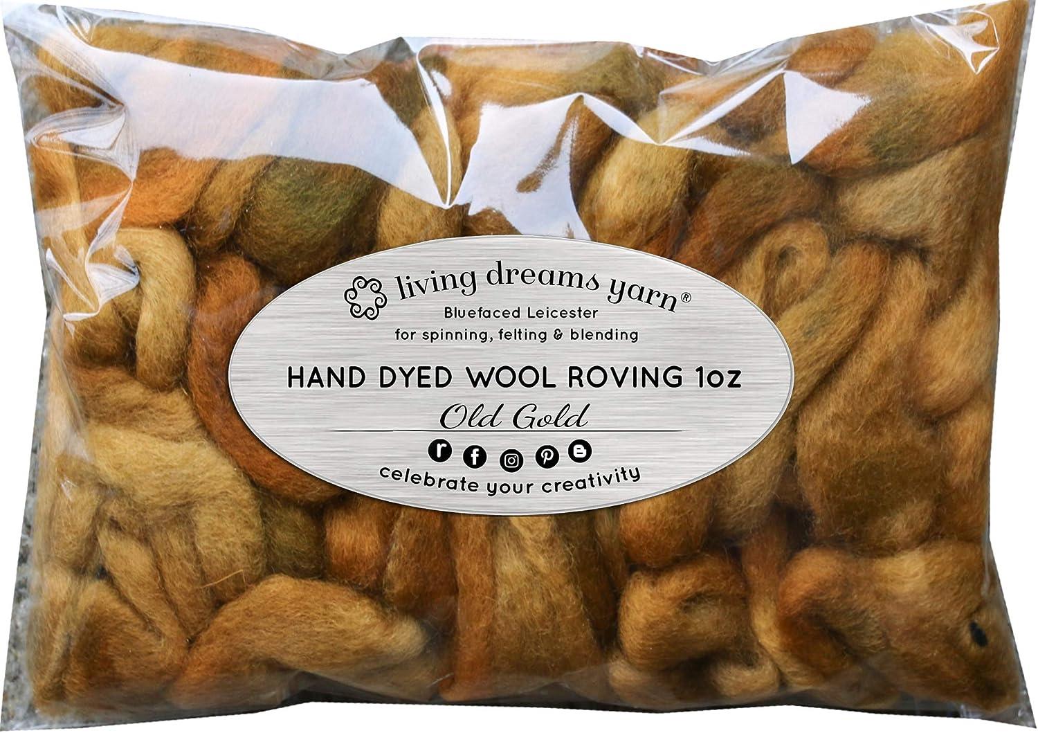 Wool Roving Hand Dyed. Super Soft BFL Combed Top Pre-Drafted for Easy Hand  Spinning. Artisanal Craft Fiber ideal for Felting Weaving Wall Hangings and  Embellishments. 1 Ounce. Old Gold 1 oz Old