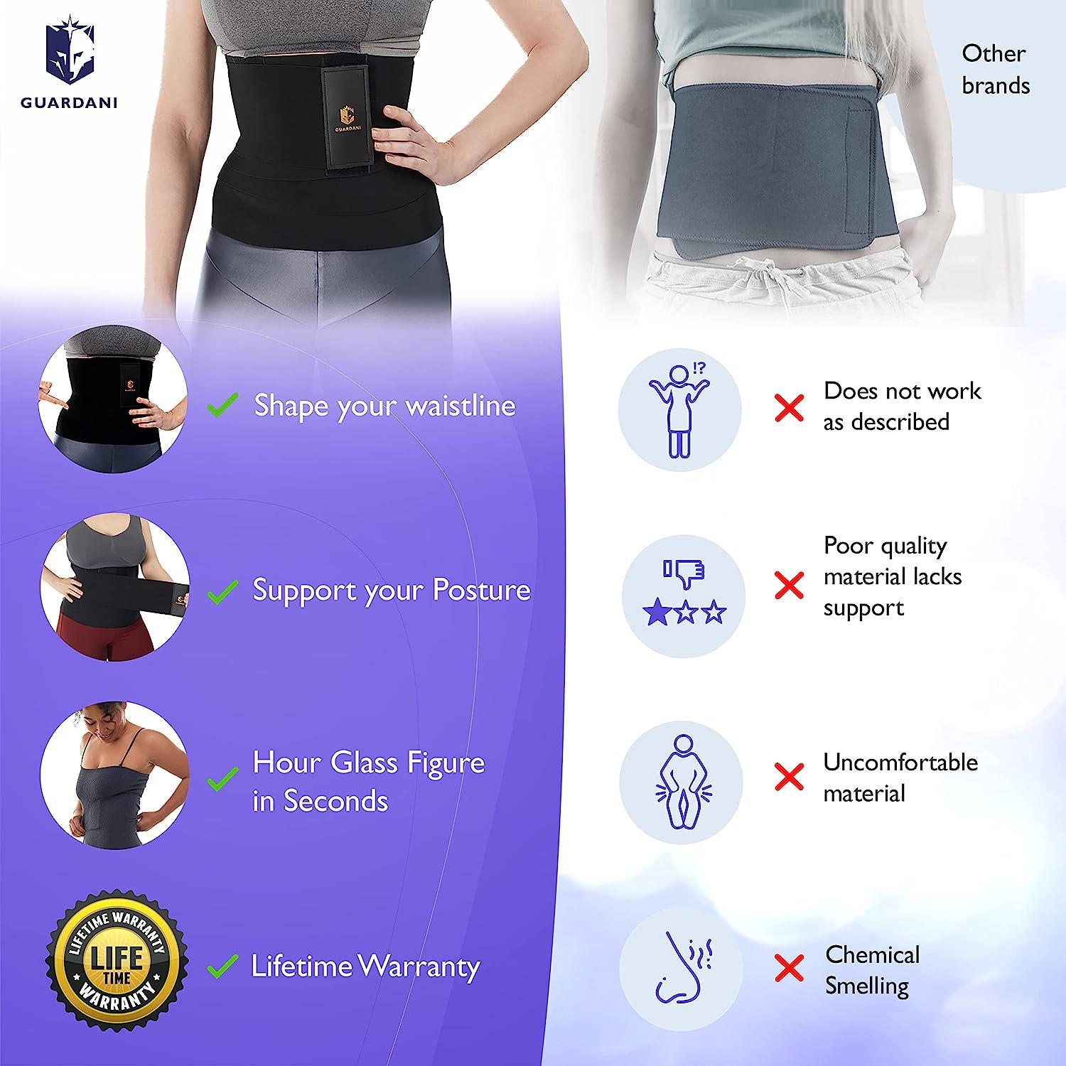 Guardani Waist Wraps for Stomach, Wrap Waist Trainer for Women Lower Belly  Fat - Back Brace Waist/Pelvis Belt, Black Stomach Wrap, Waist Wrap Body  Shapeshifter, Useful for any Waist