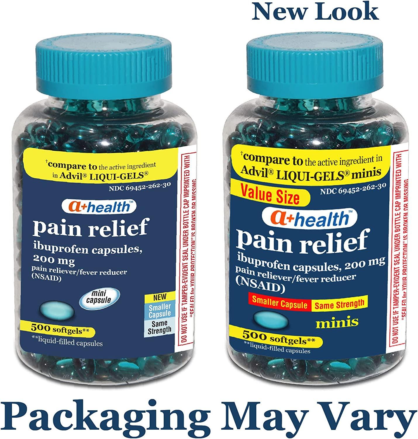 A+ Health Mini Ibuprofen 200 Mg Softgels, Pain Reliever/Fever Reducer