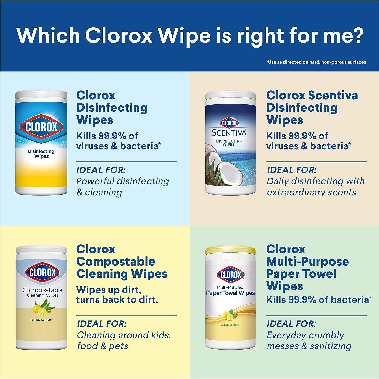 Clorox Free & Clear Compostable Cleaning Wipes, All Purpose Wipes