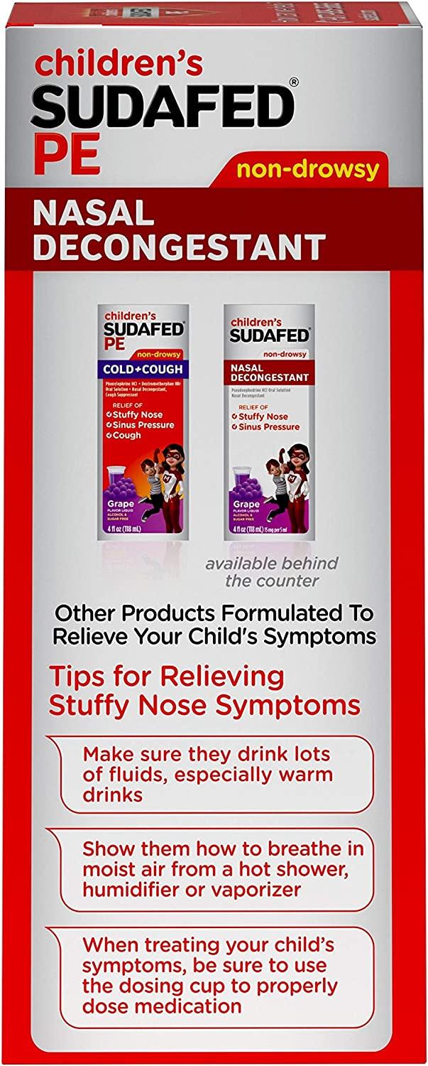 Children's Sudafed PE Nasal Decongestant, Liquid Cold Relief Medicine