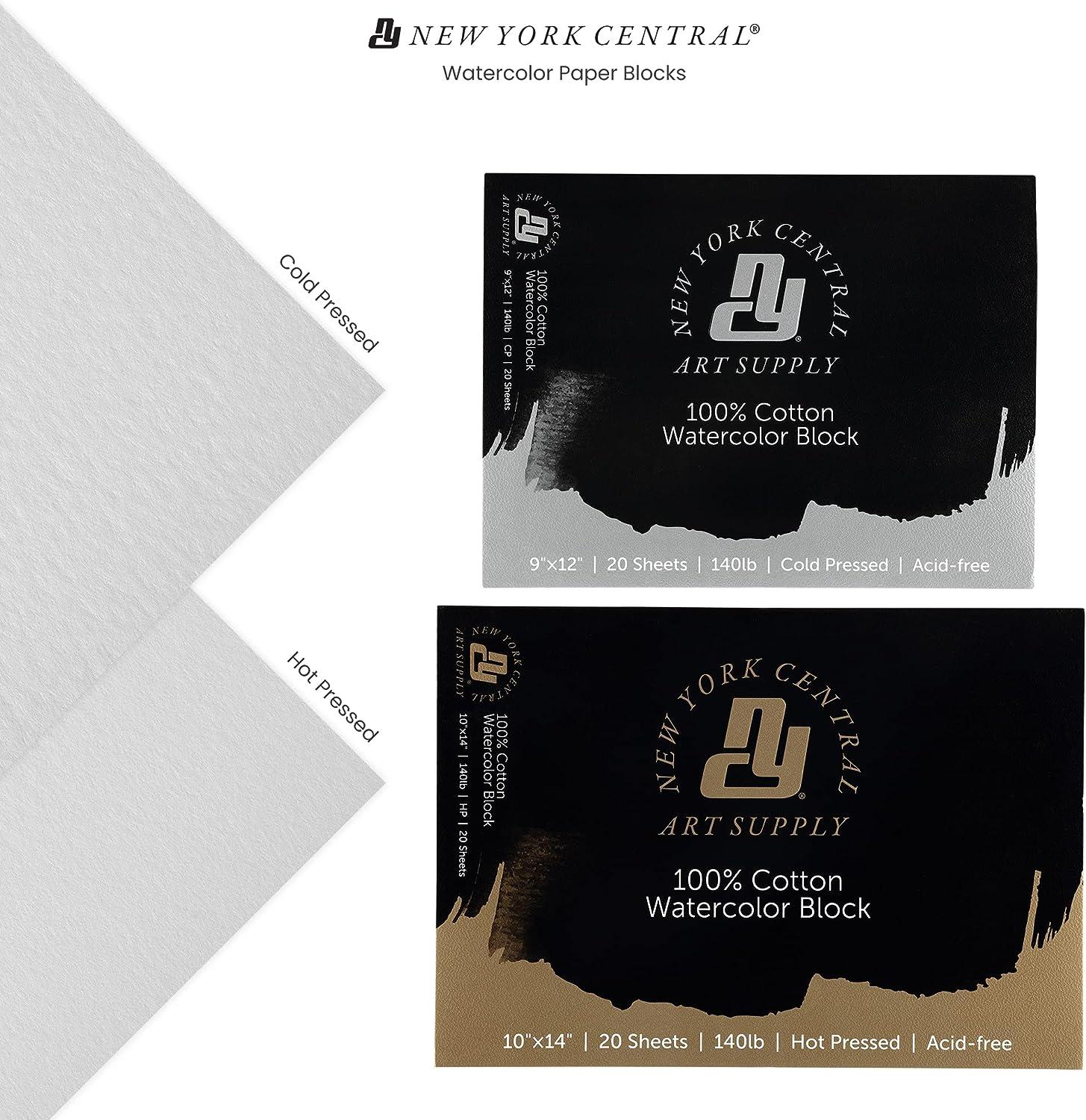 New York Central 100% Cotton Watercolor Paper Blocks - Cold Press Acid-Free  Premium Watercolor Paper for Artists, Painting, Water Media, Professionals,  & More! - 5x7