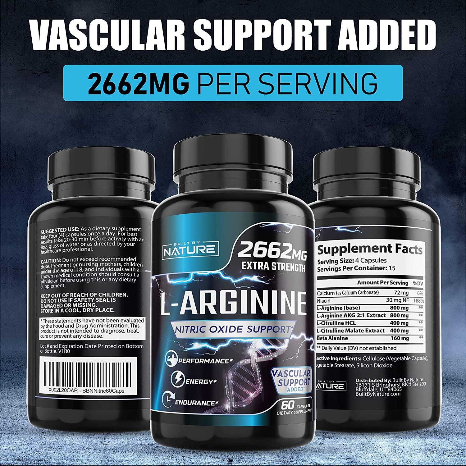 L Arginine Nitric Oxide Supplement N.O. Booster Pills for Men
