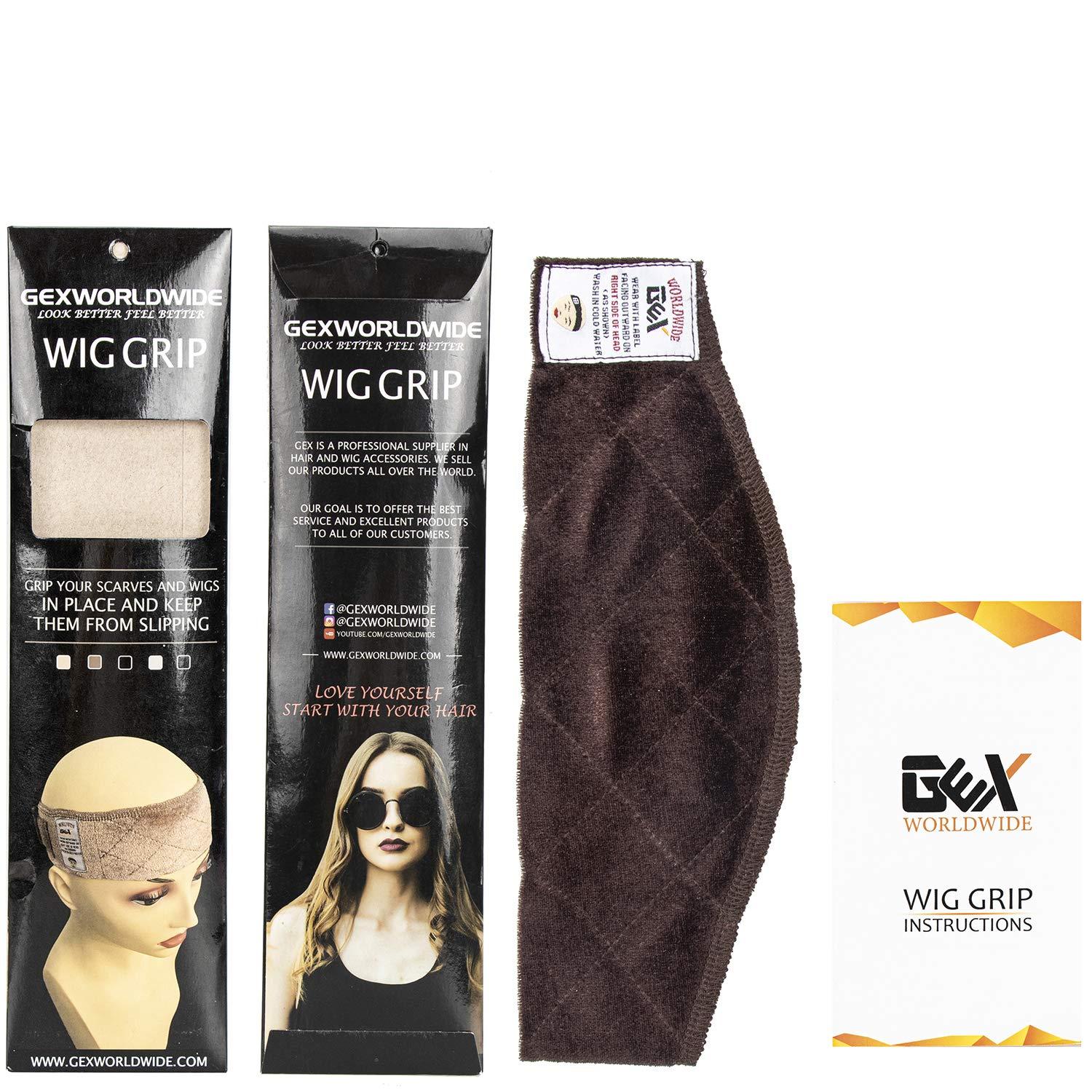 GEX Fascia Per Parrucche In Velluto Con Chiusura Elastica Regolabile, Antiscivolo, Morbida, Colore Marrone