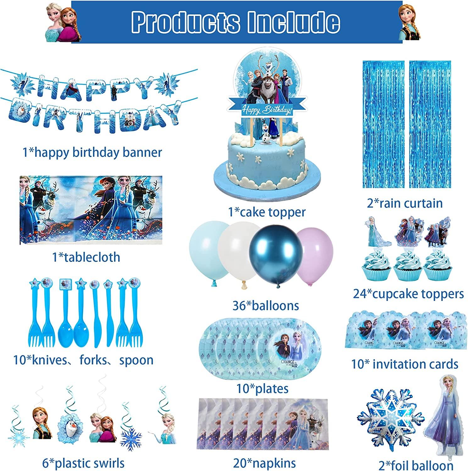 Frozen Birthday Party Supplies143 PCS, Birthday Packs Include Happy